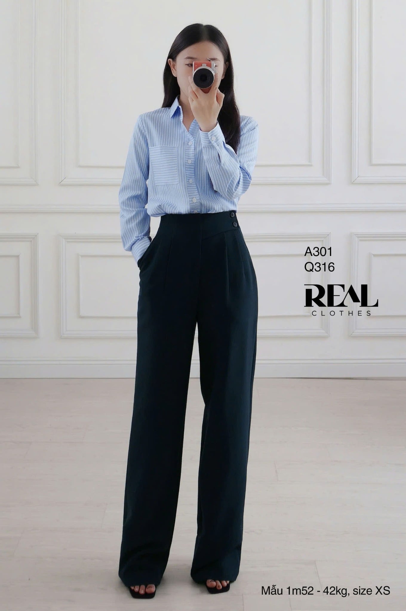 Sơ mi túi sọc blue