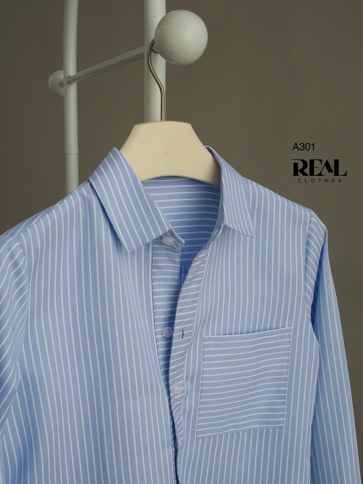 Sơ mi túi sọc blue