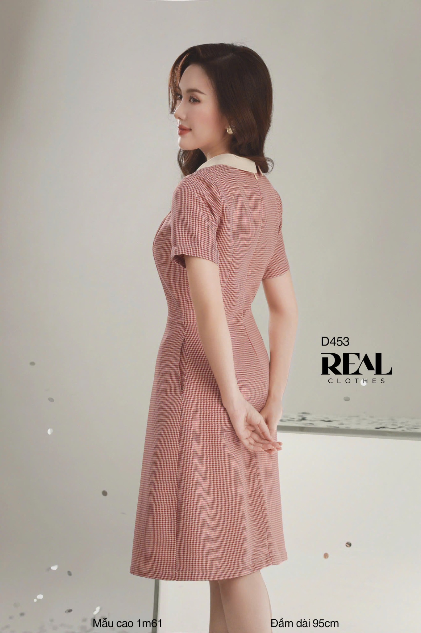 Đầm 2 xếp cổ sơ mi zigzag đỏ - S