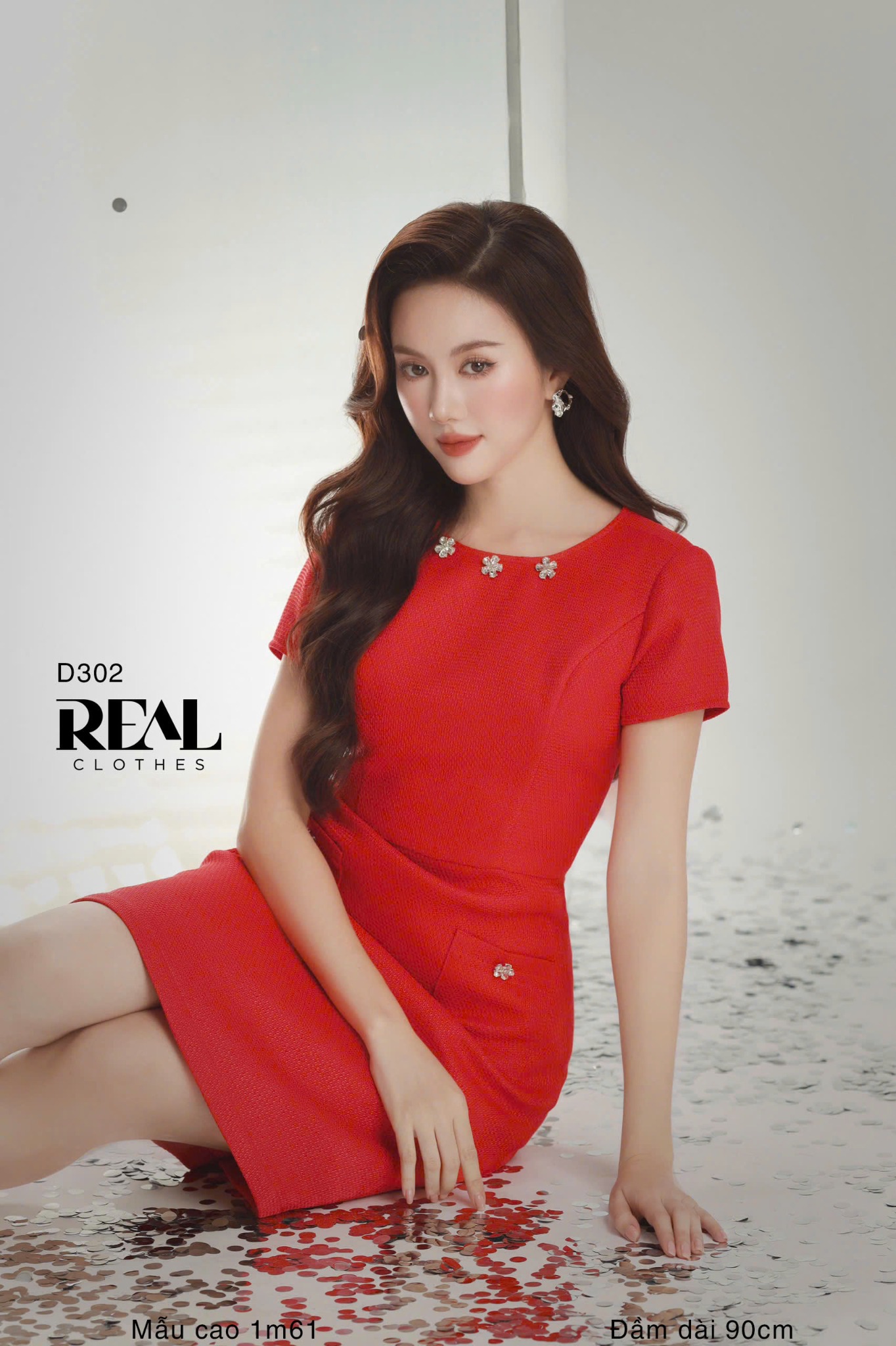 Đầm Mimi Đỏ Kết Hoa