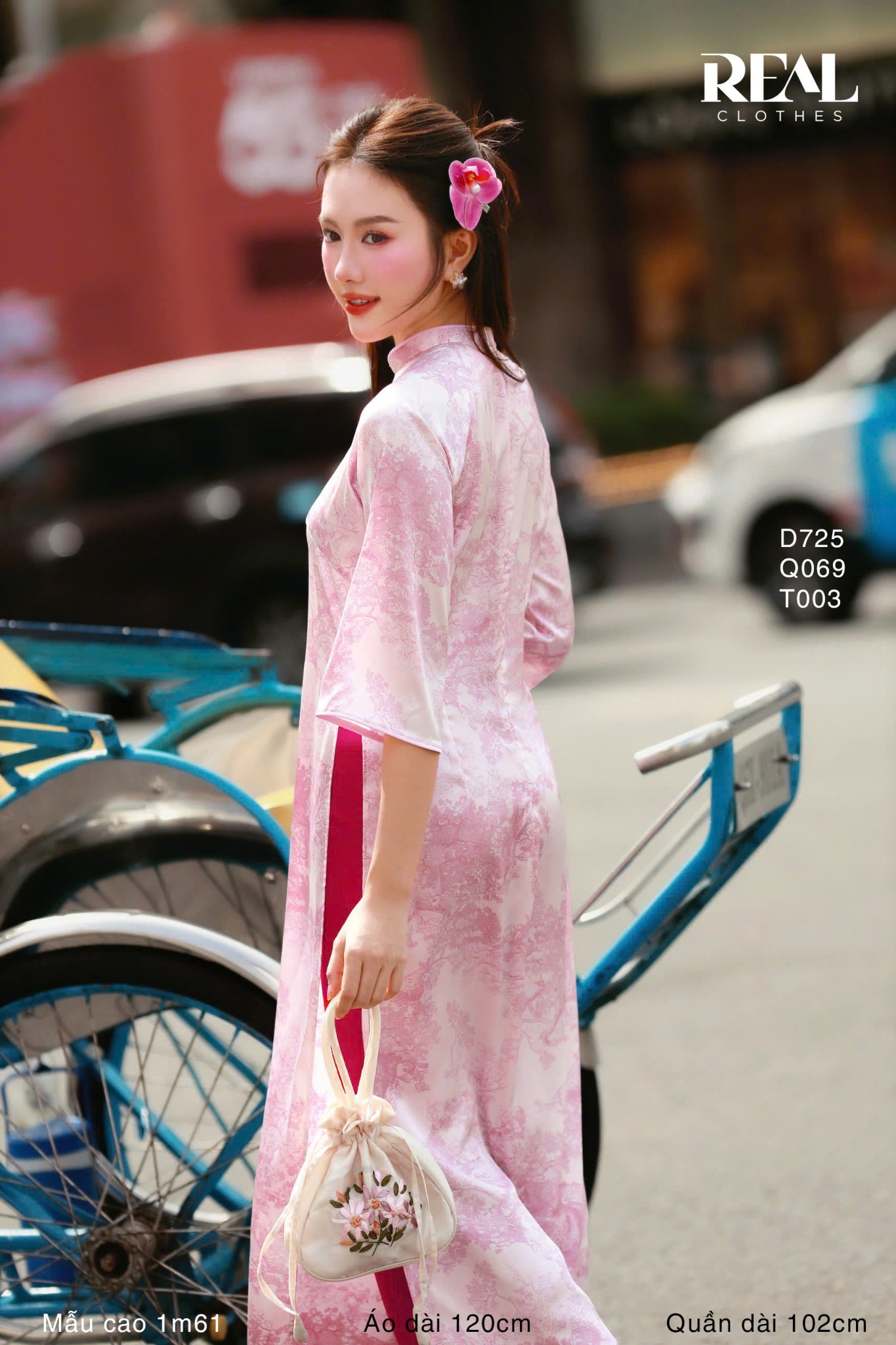 Áo dài cách tân thủy mặc hồng - size XL