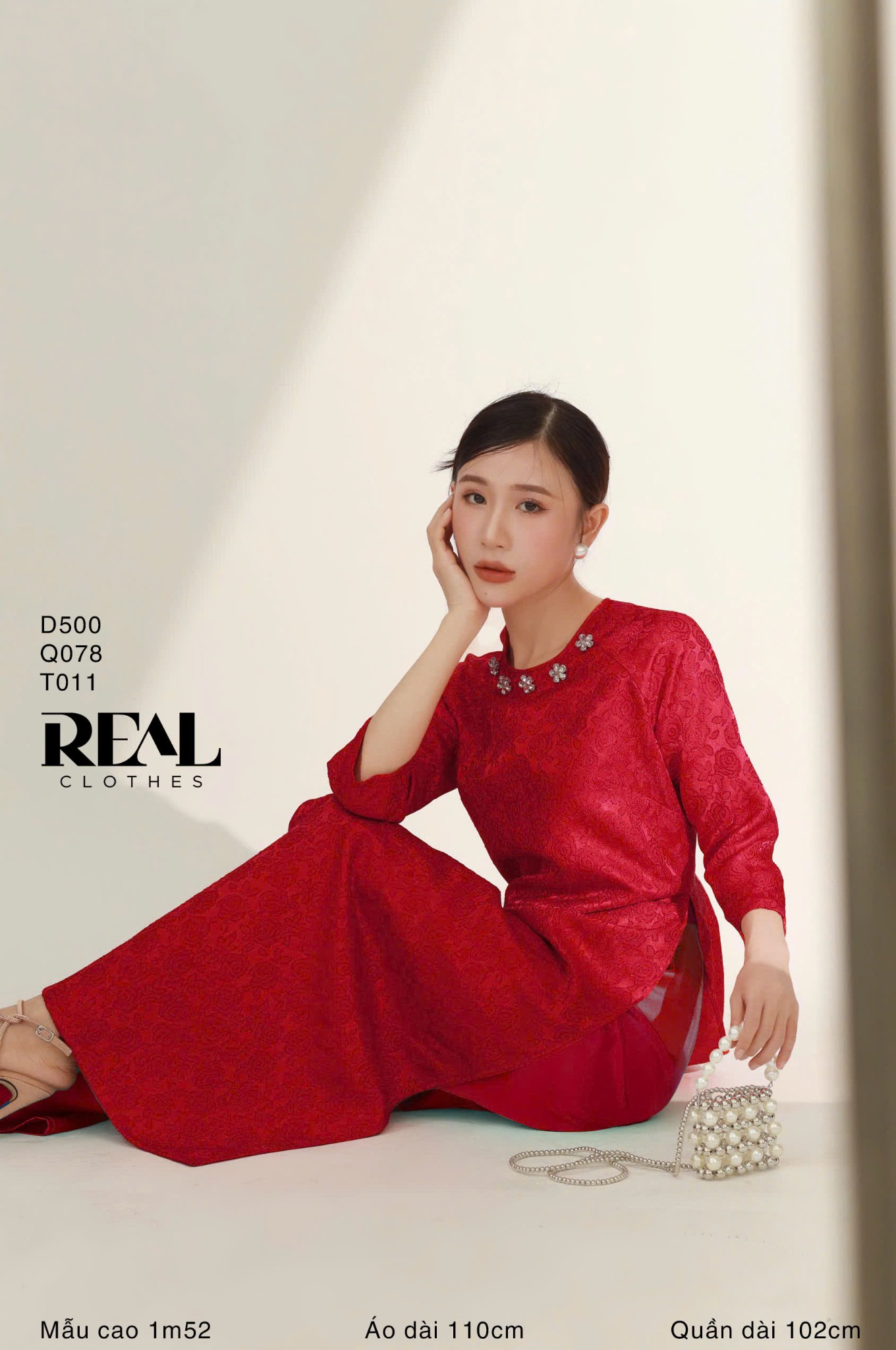 Áo dài cách tân đỏ Mùa Xuân - size S