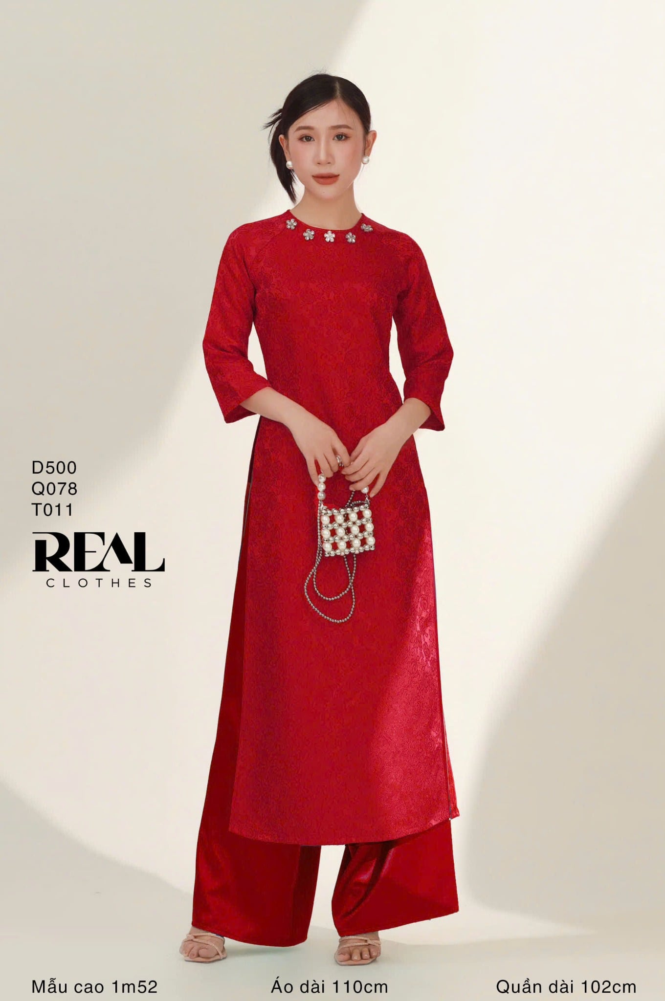 Áo dài cách tân đỏ Mùa Xuân - size S