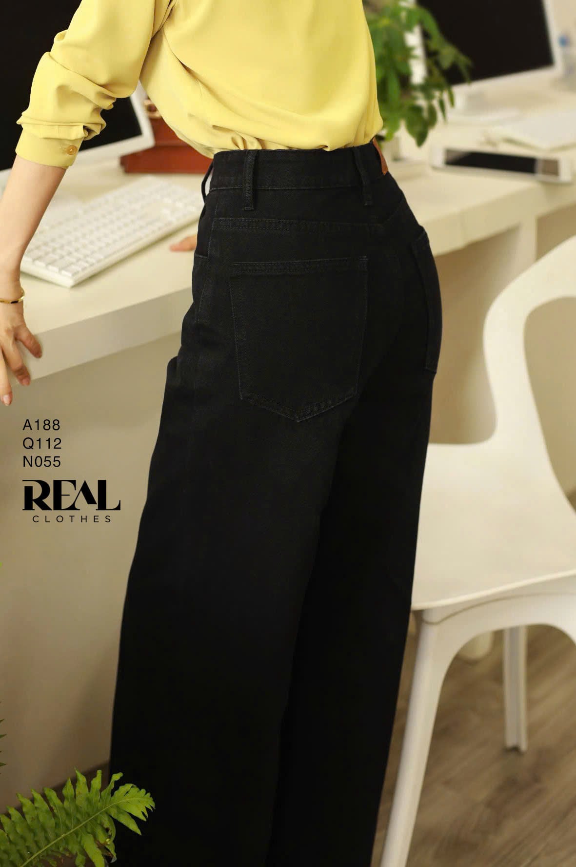 Quần Jeans suông đen