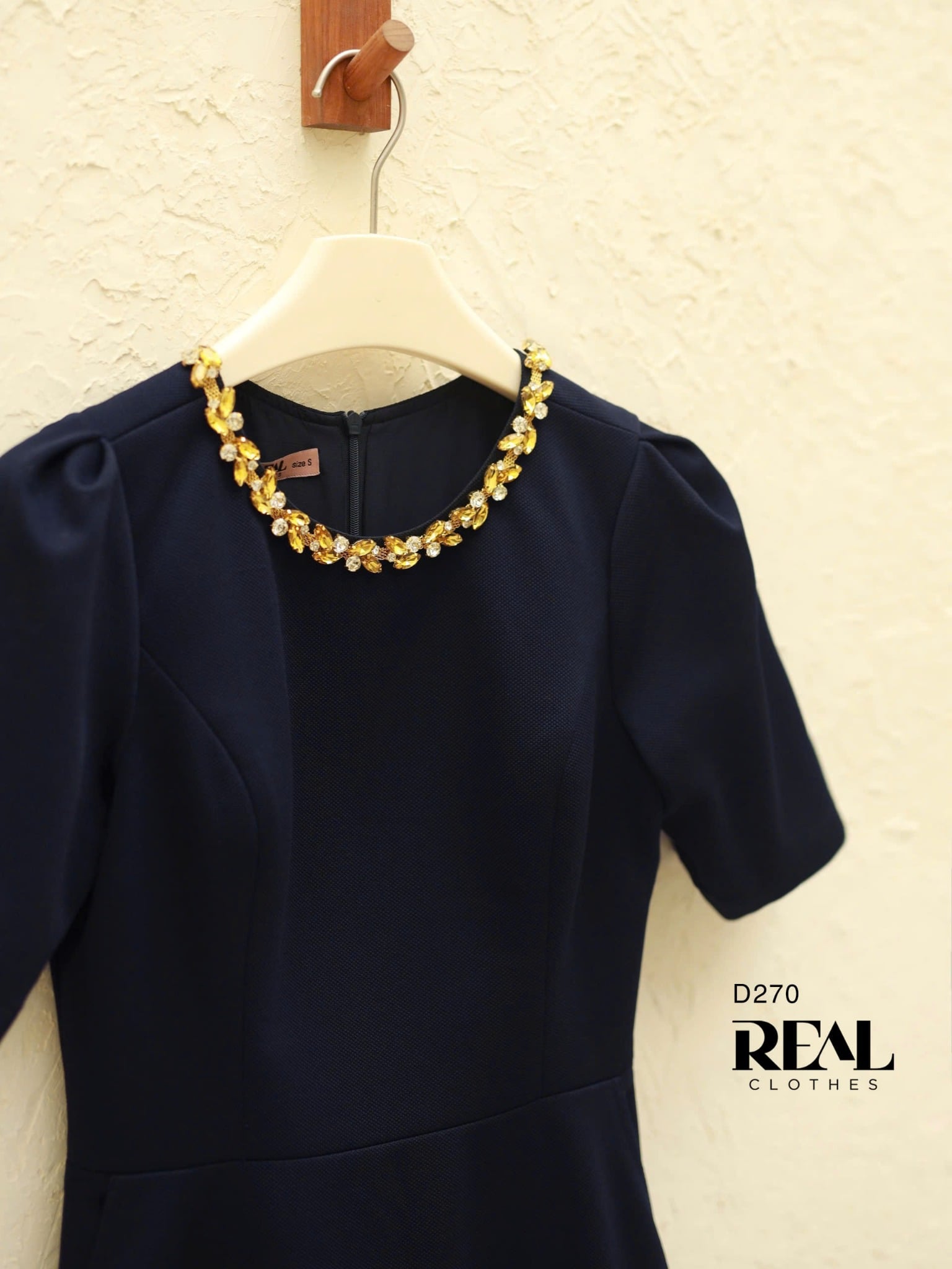 Đầm đính đá xanh đen - size S