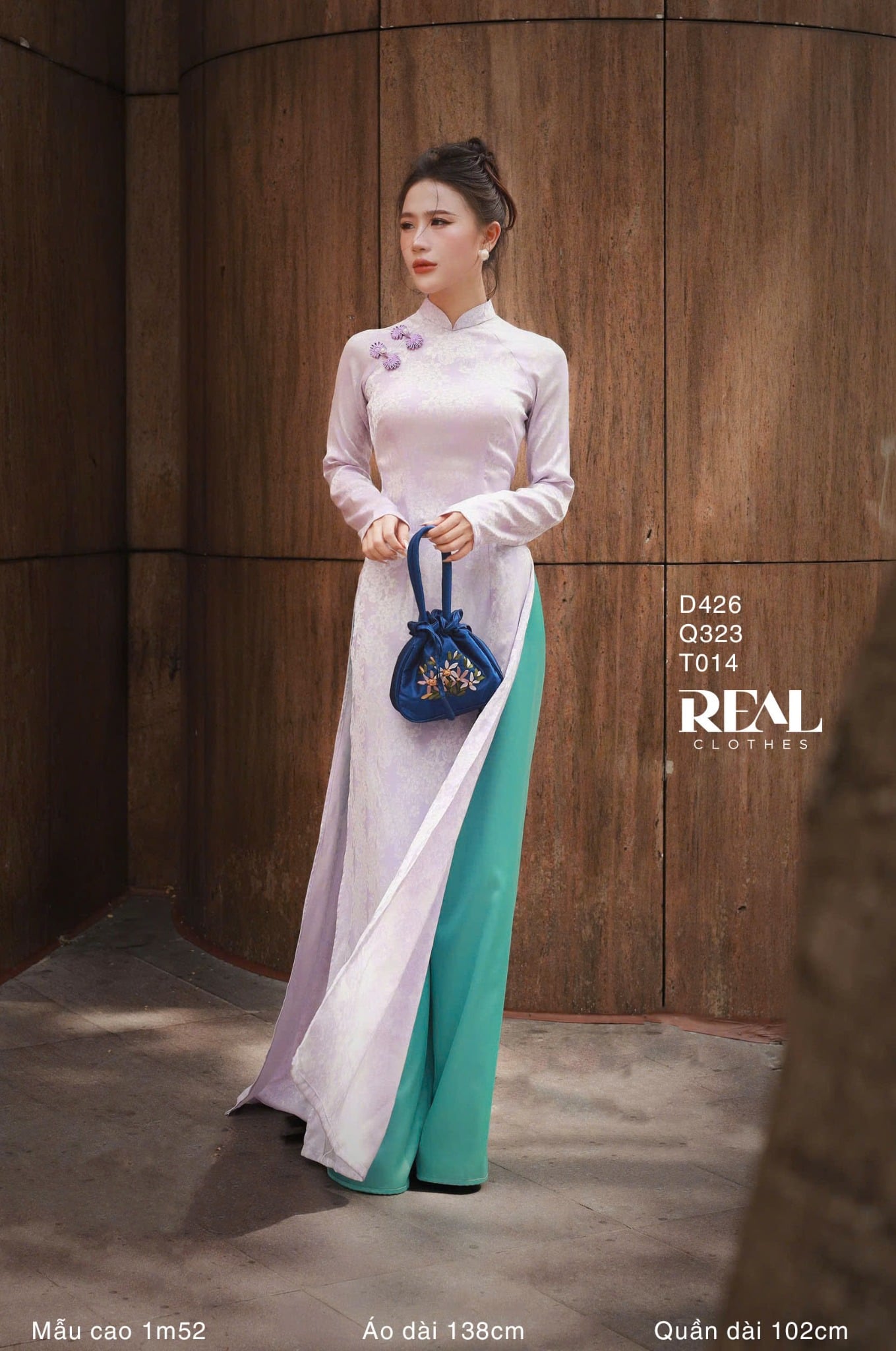 Áo dài truyền thống Nhã An tím tay dài