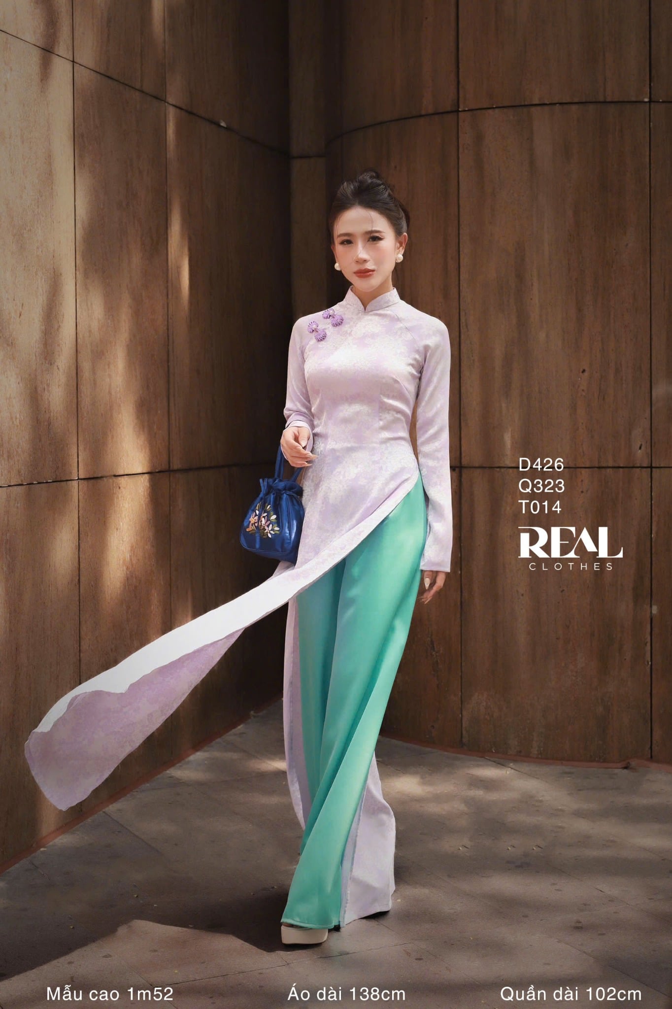 Áo dài truyền thống Nhã An tím tay dài