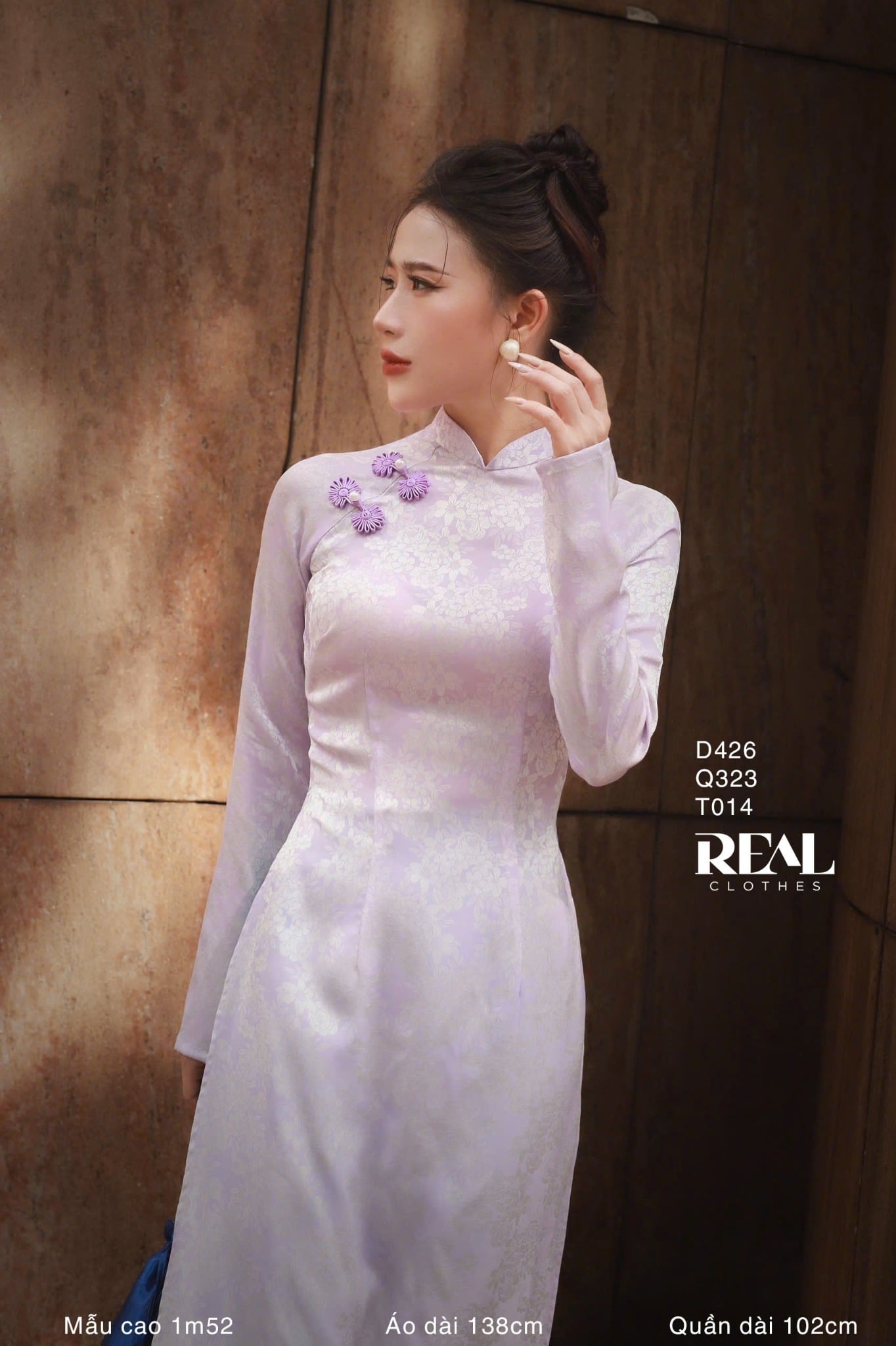 Áo dài truyền thống Nhã An tím tay dài