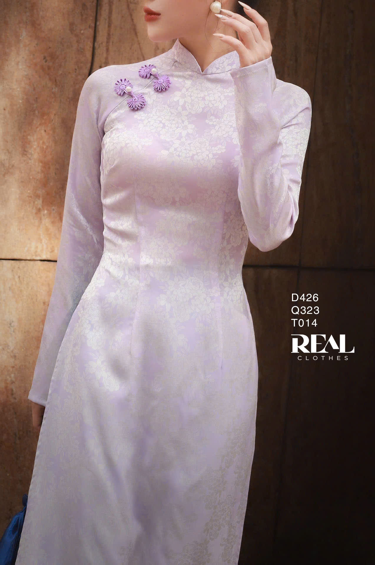 Áo dài truyền thống Nhã An tím tay dài