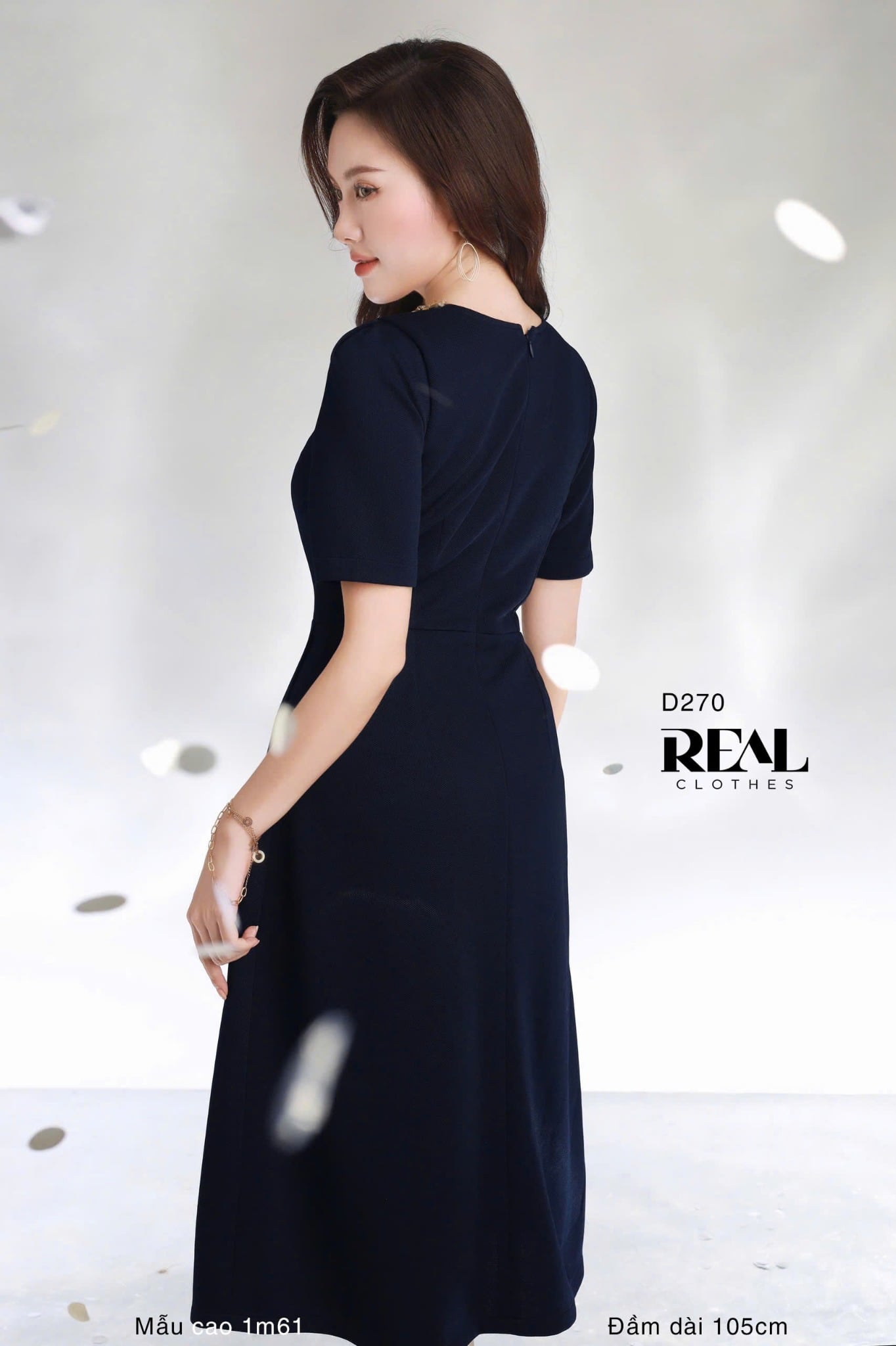 Đầm đính đá xanh đen - size S