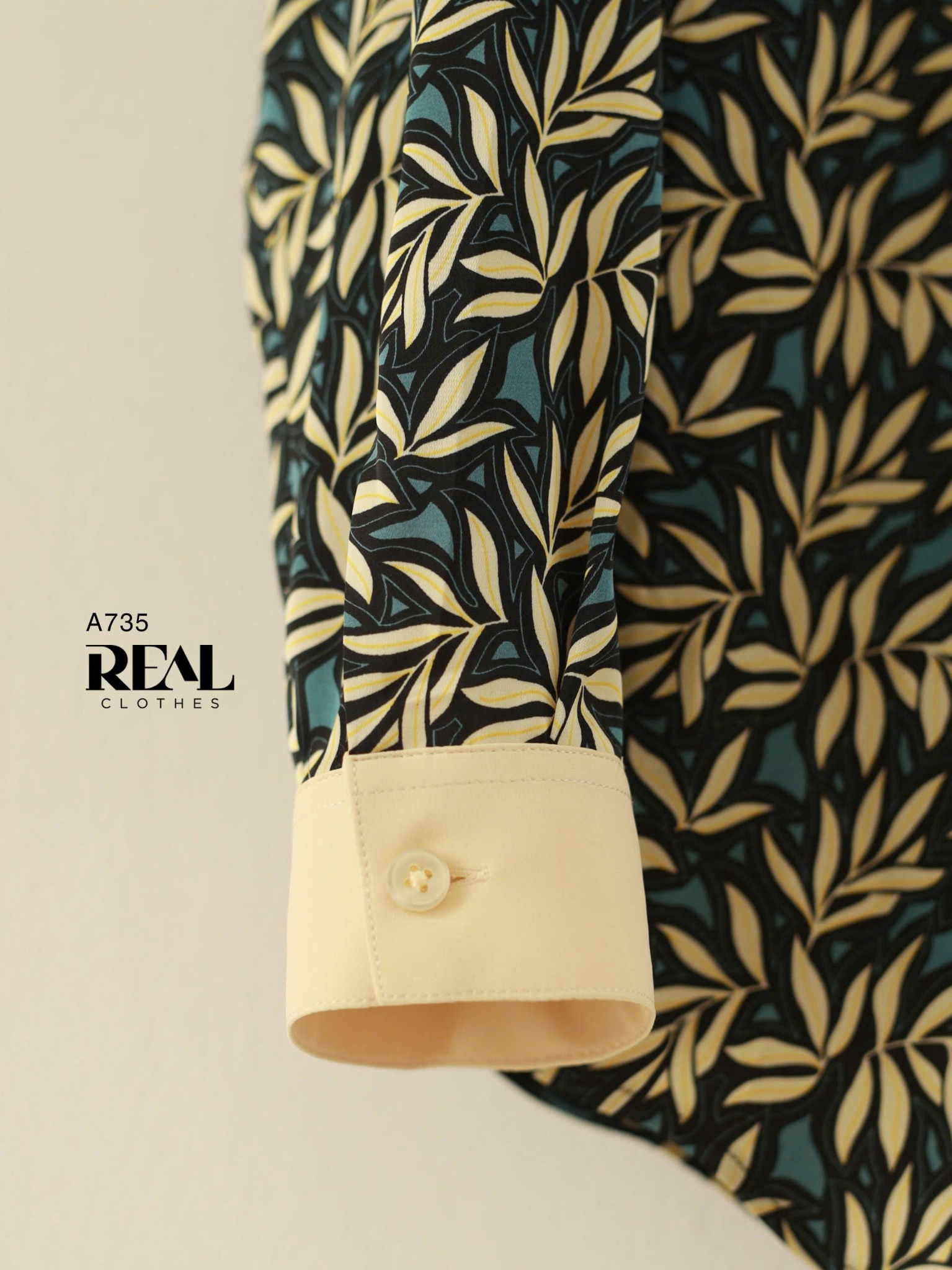 Sơ mi phối cổ lá xanh SALE