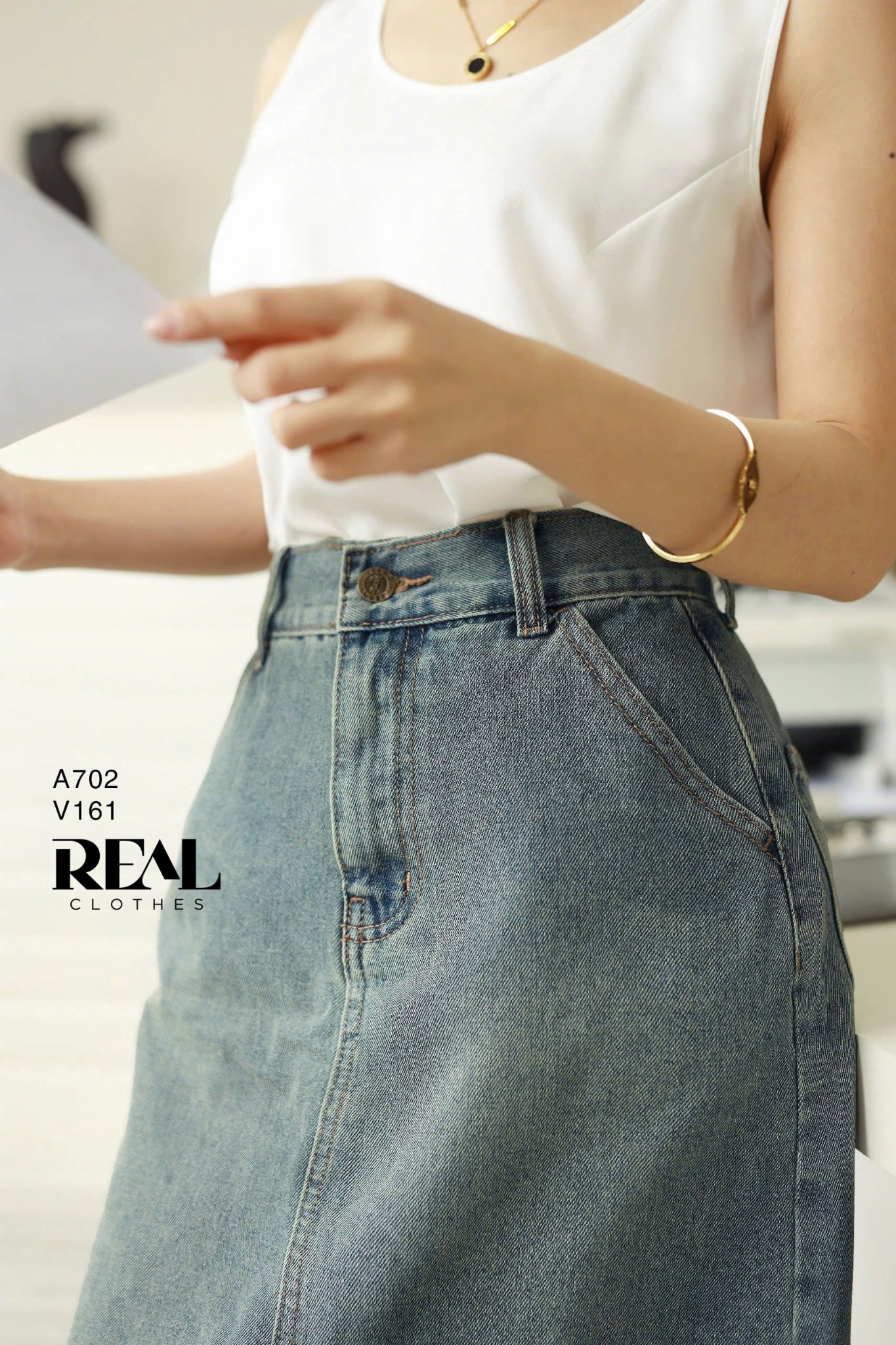 Váy Jeans ngắn xanh nhạt