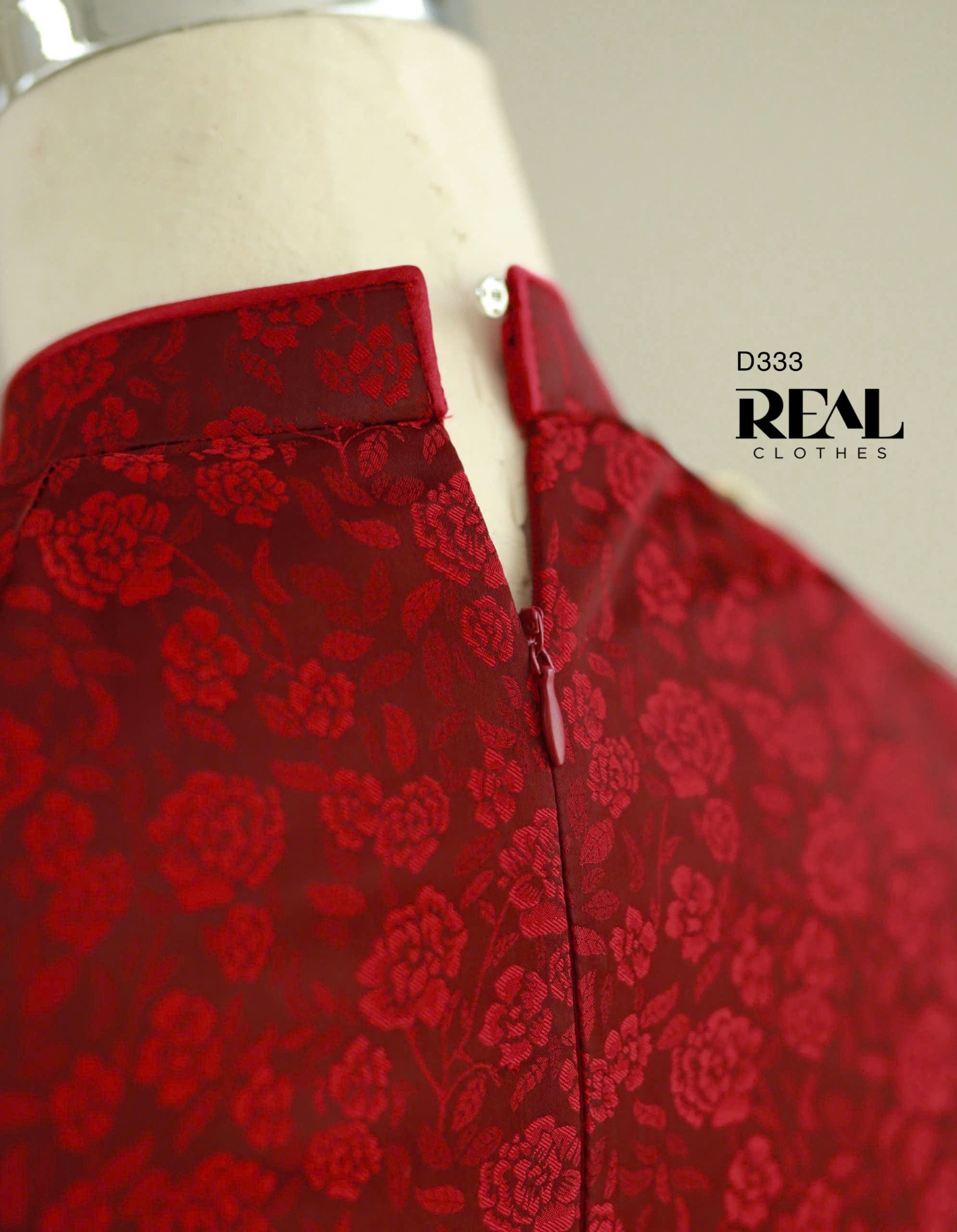 Áo dài truyền thống nhã an đỏ đô tay dài