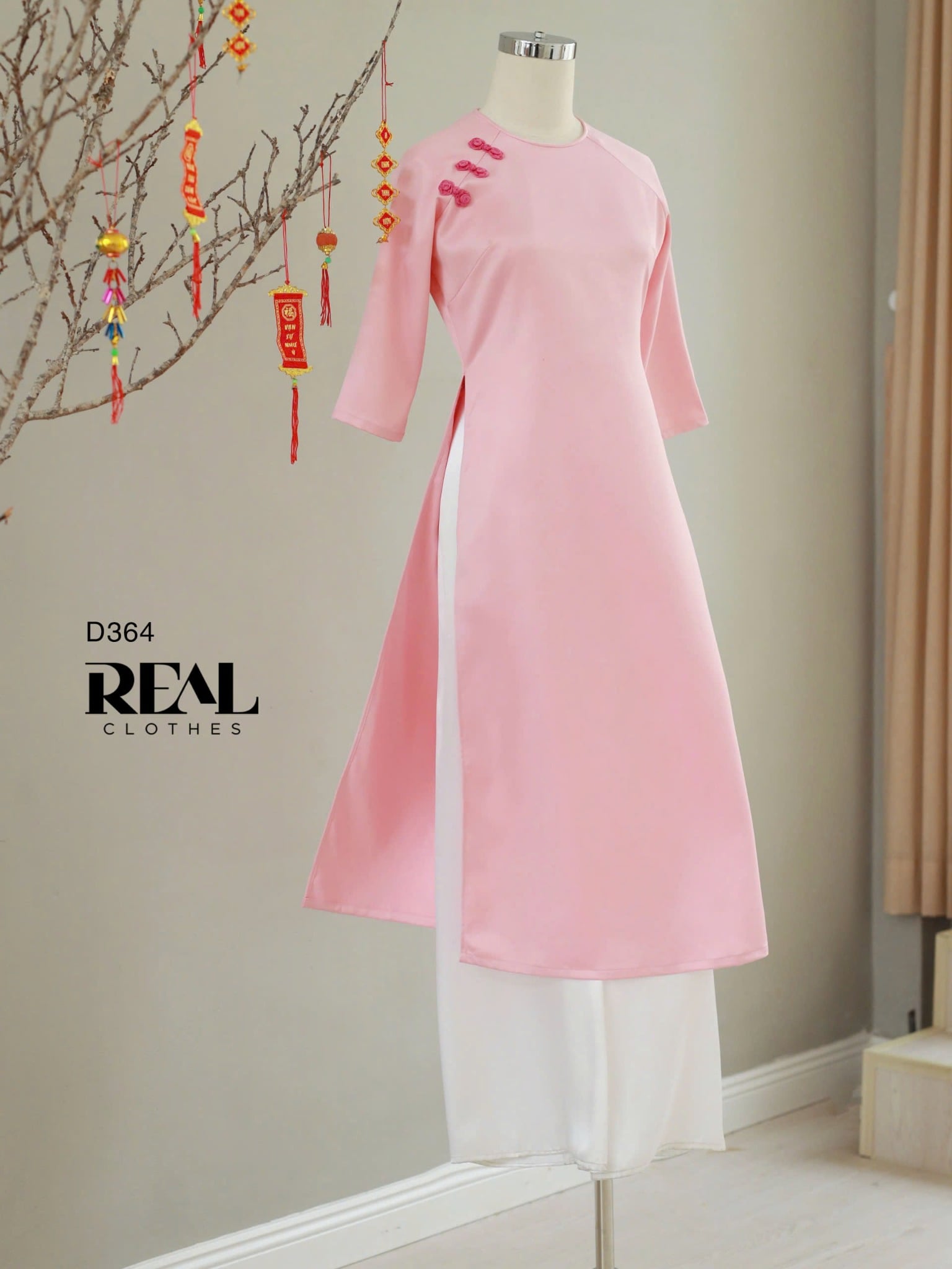 Áo dài cách tân Tafta hồng - size S