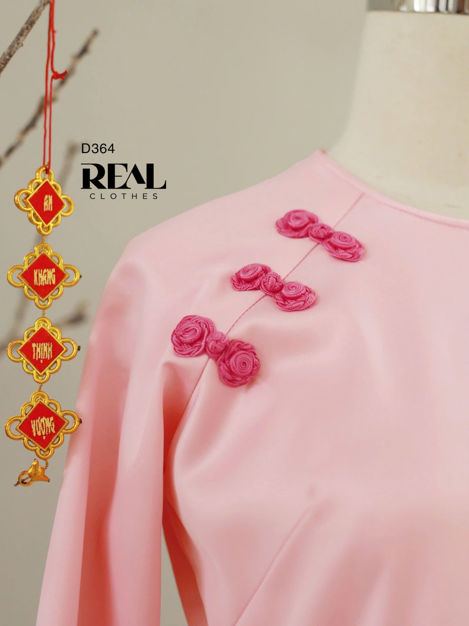 Áo dài cách tân Tafta hồng - size S