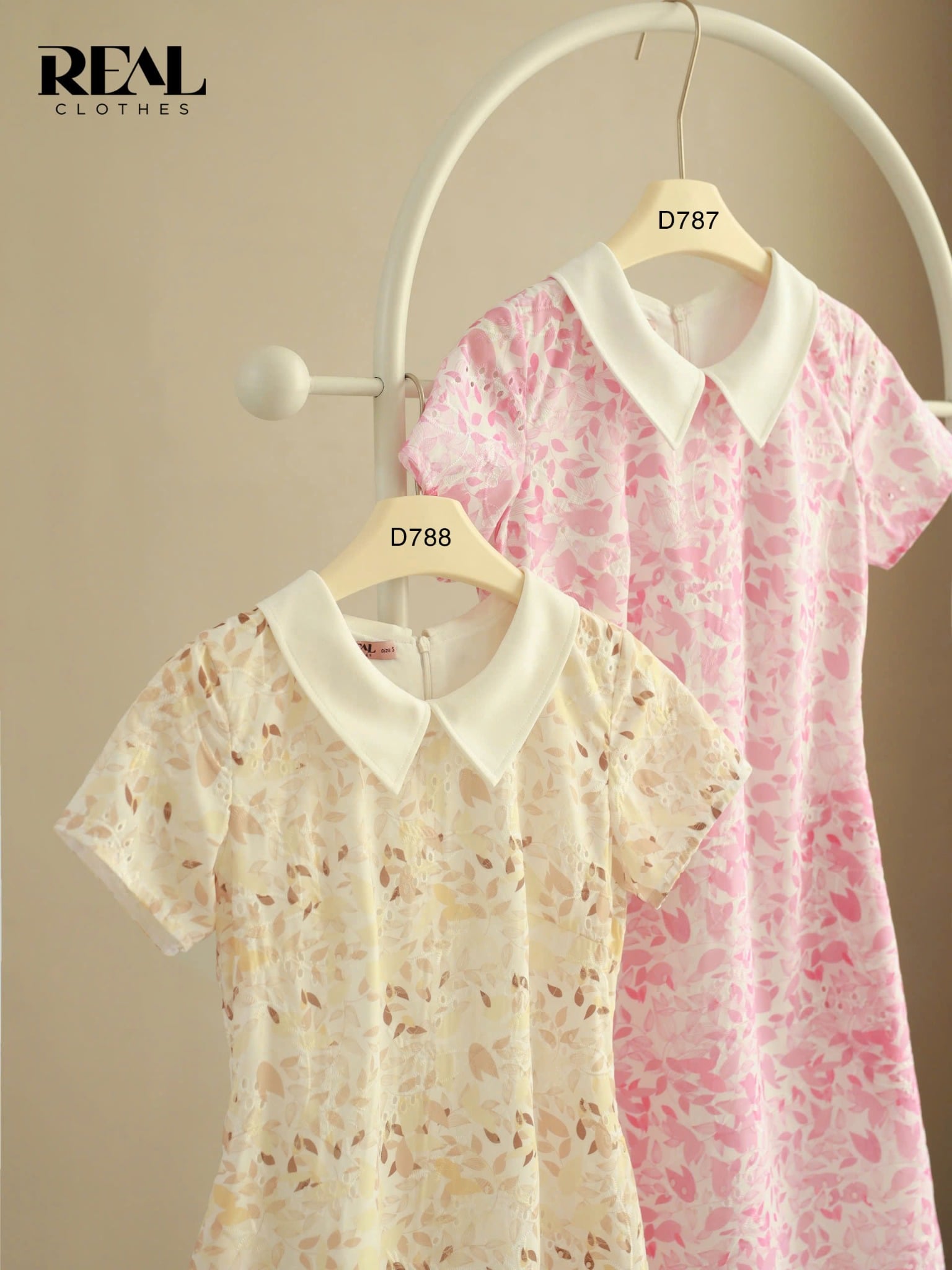 Đầm suông tay đủ cổ lá sen hồng SALE - size M