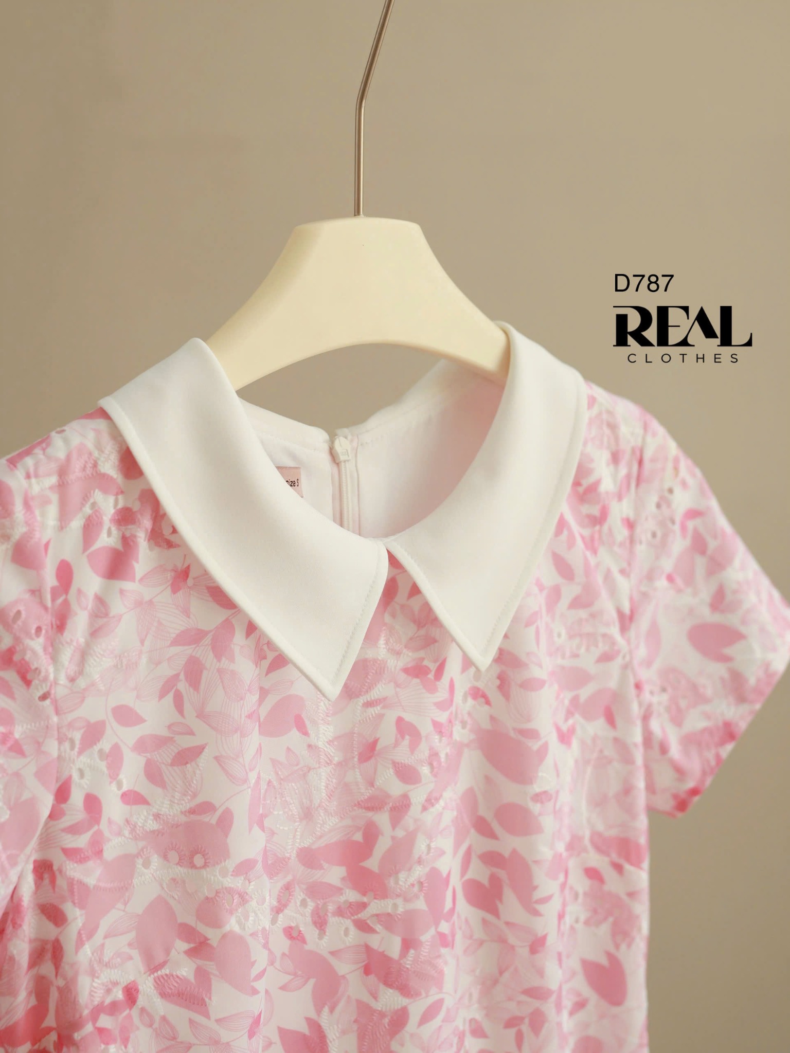 Đầm suông tay đủ cổ lá sen hồng SALE - size M