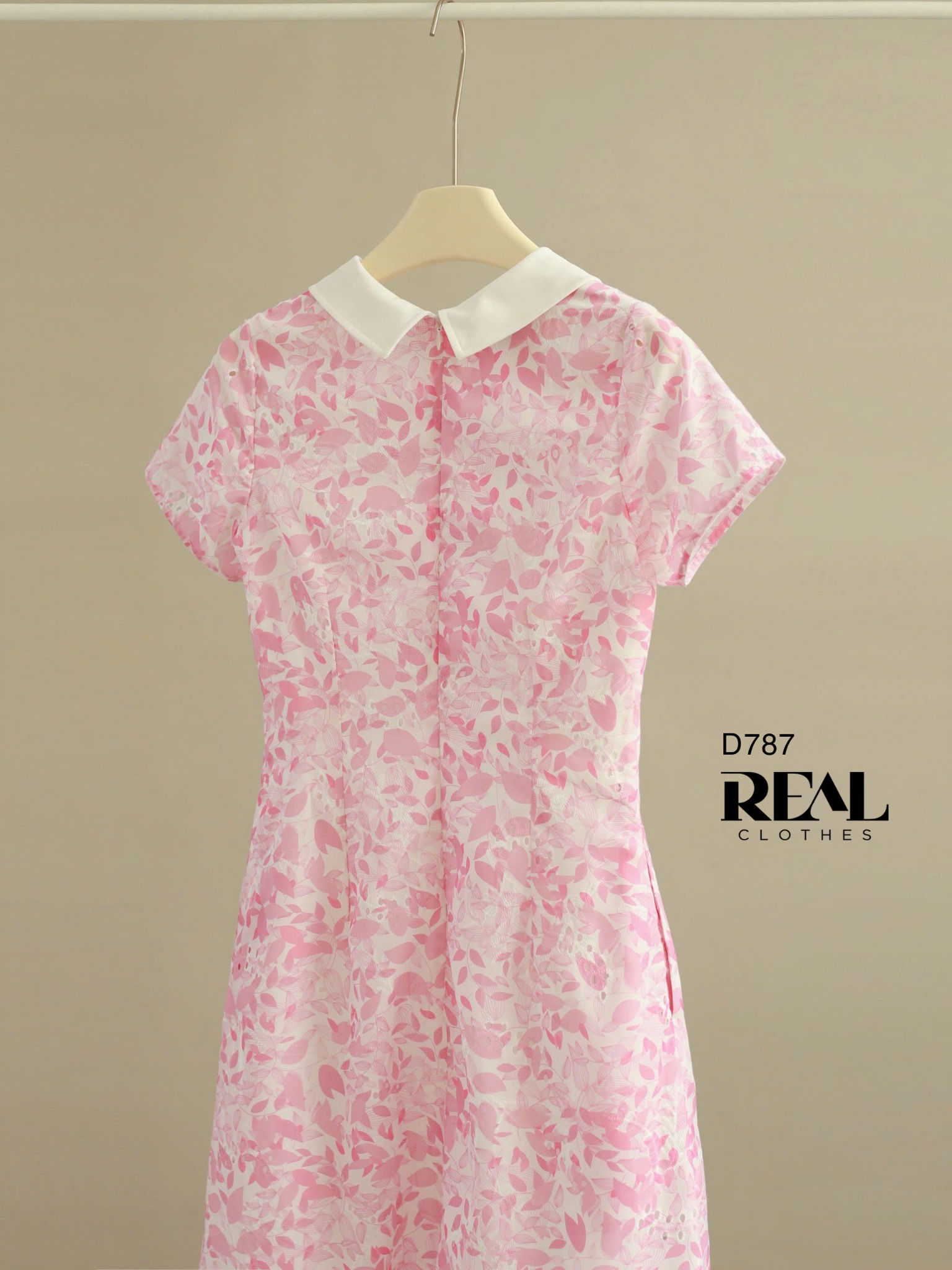 Đầm suông tay đủ cổ lá sen hồng SALE - size M