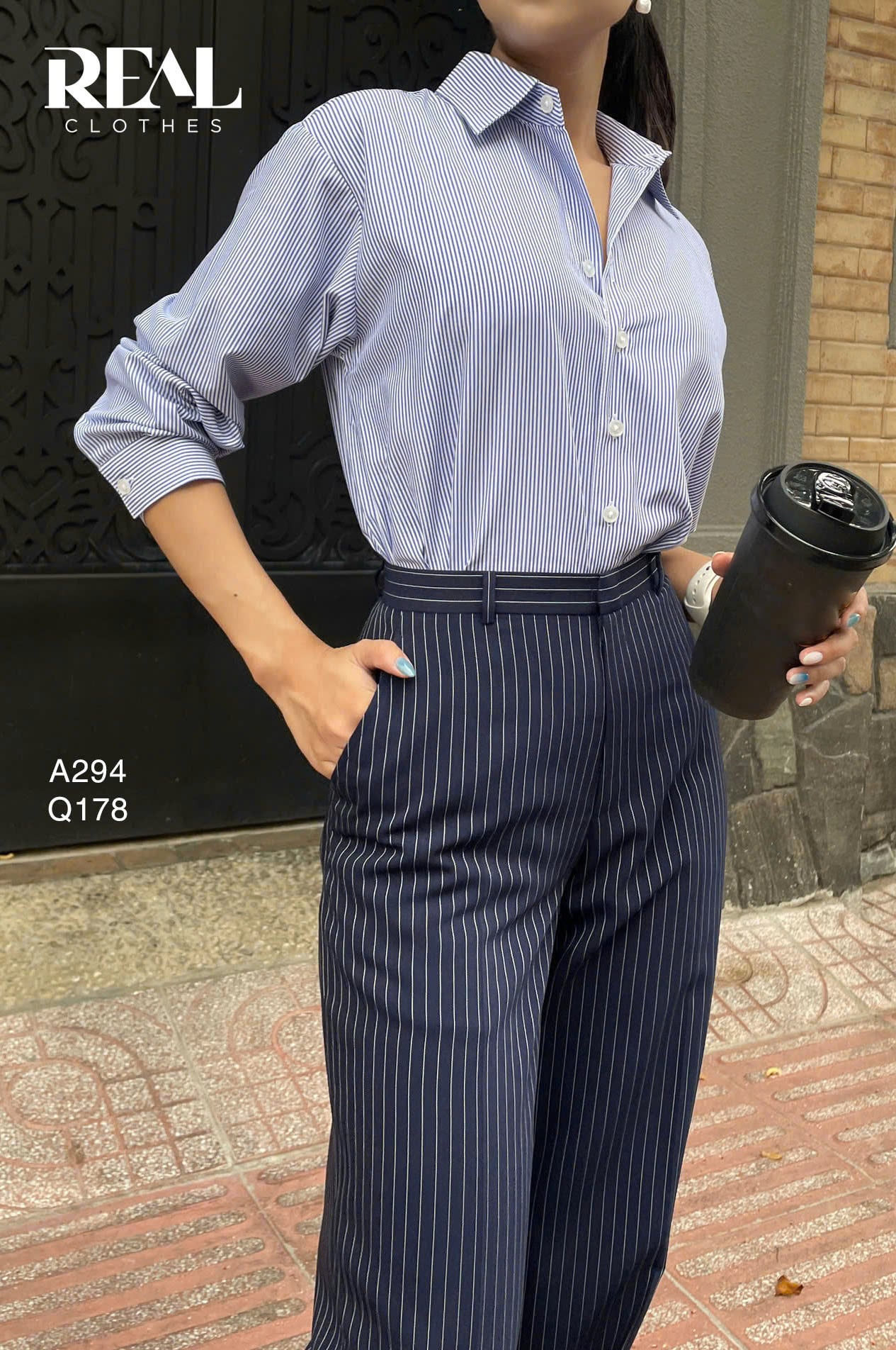 Sơ mi form rộng sọc xanh SALE