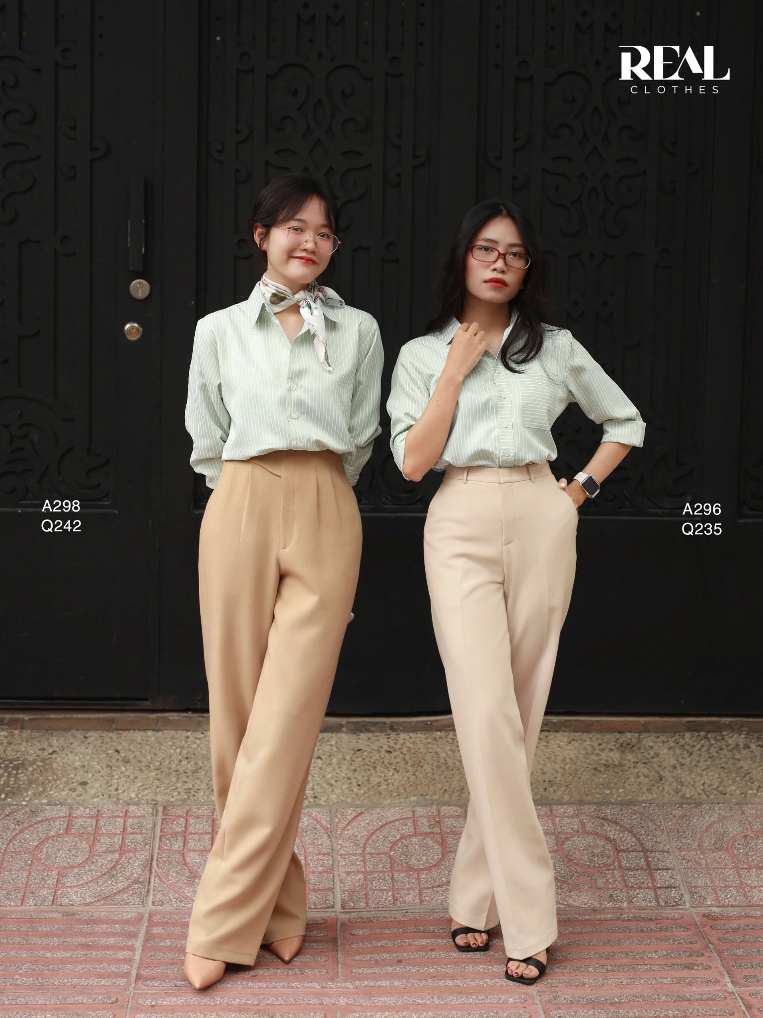 Sơ mi túi sọc mint