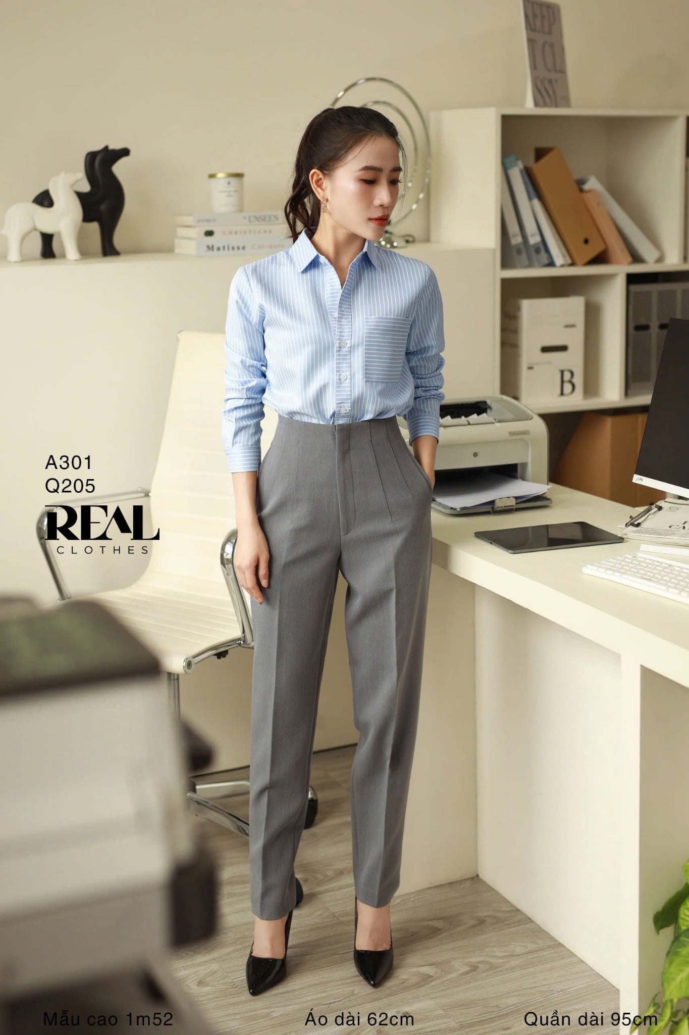 Sơ mi túi sọc blue