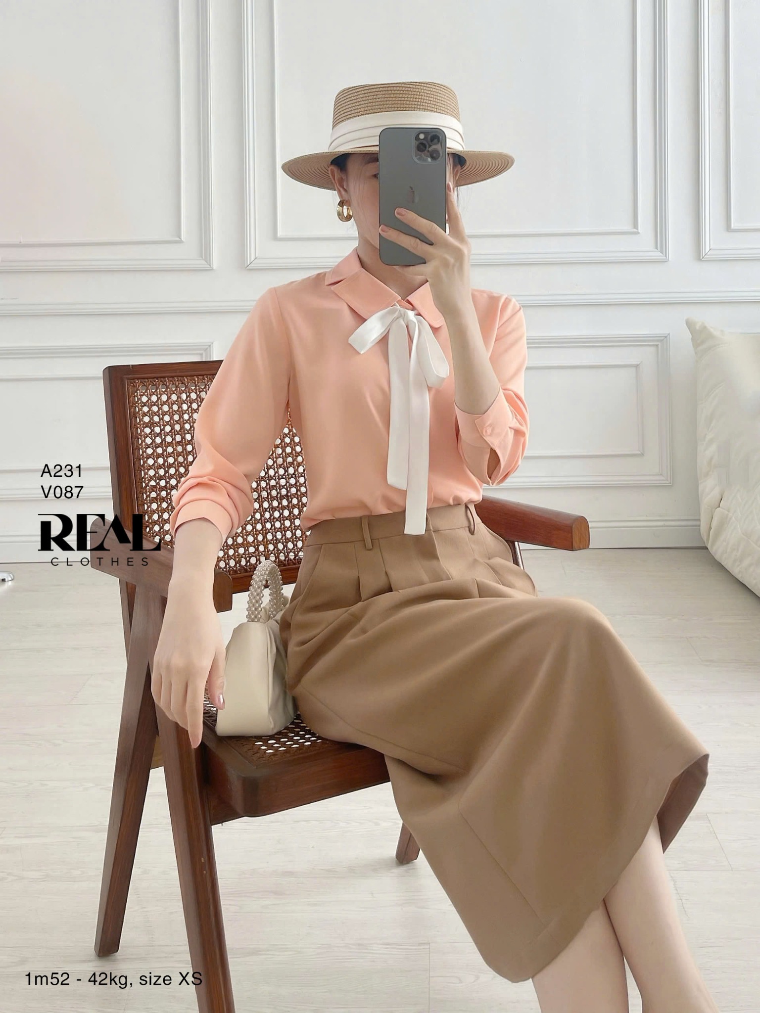 Sơ mi Hàn Quốc cam nhạt