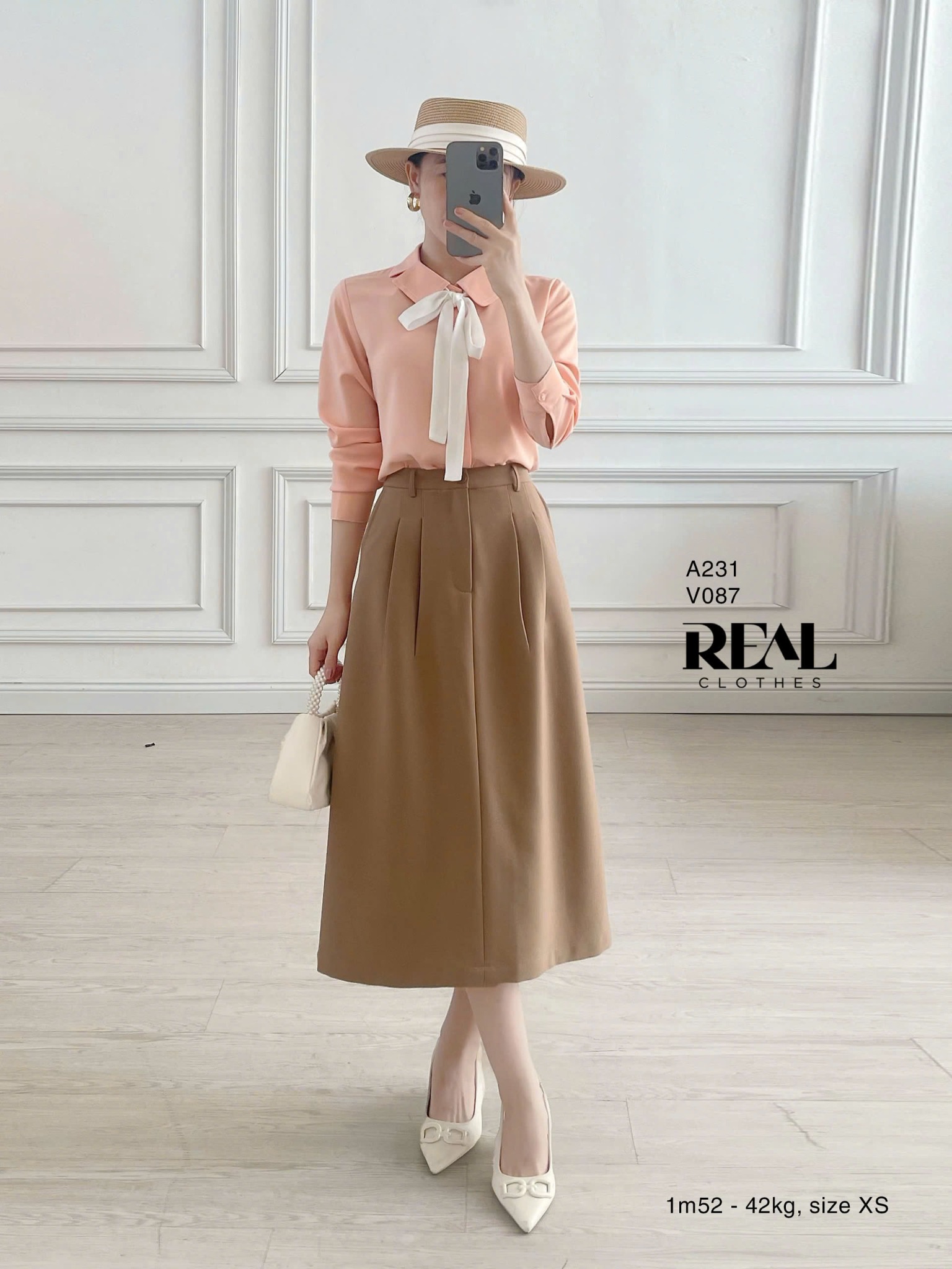 Sơ mi Hàn Quốc cam nhạt