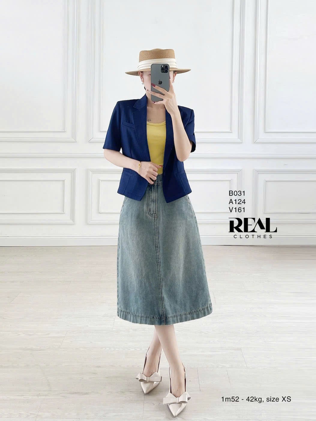 Váy Jeans ngắn xanh nhạt