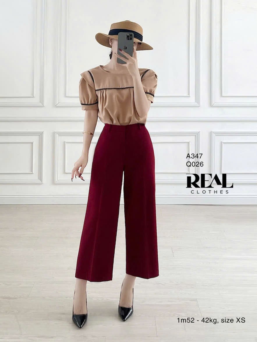 Áo cổ vuông cà phê sữa