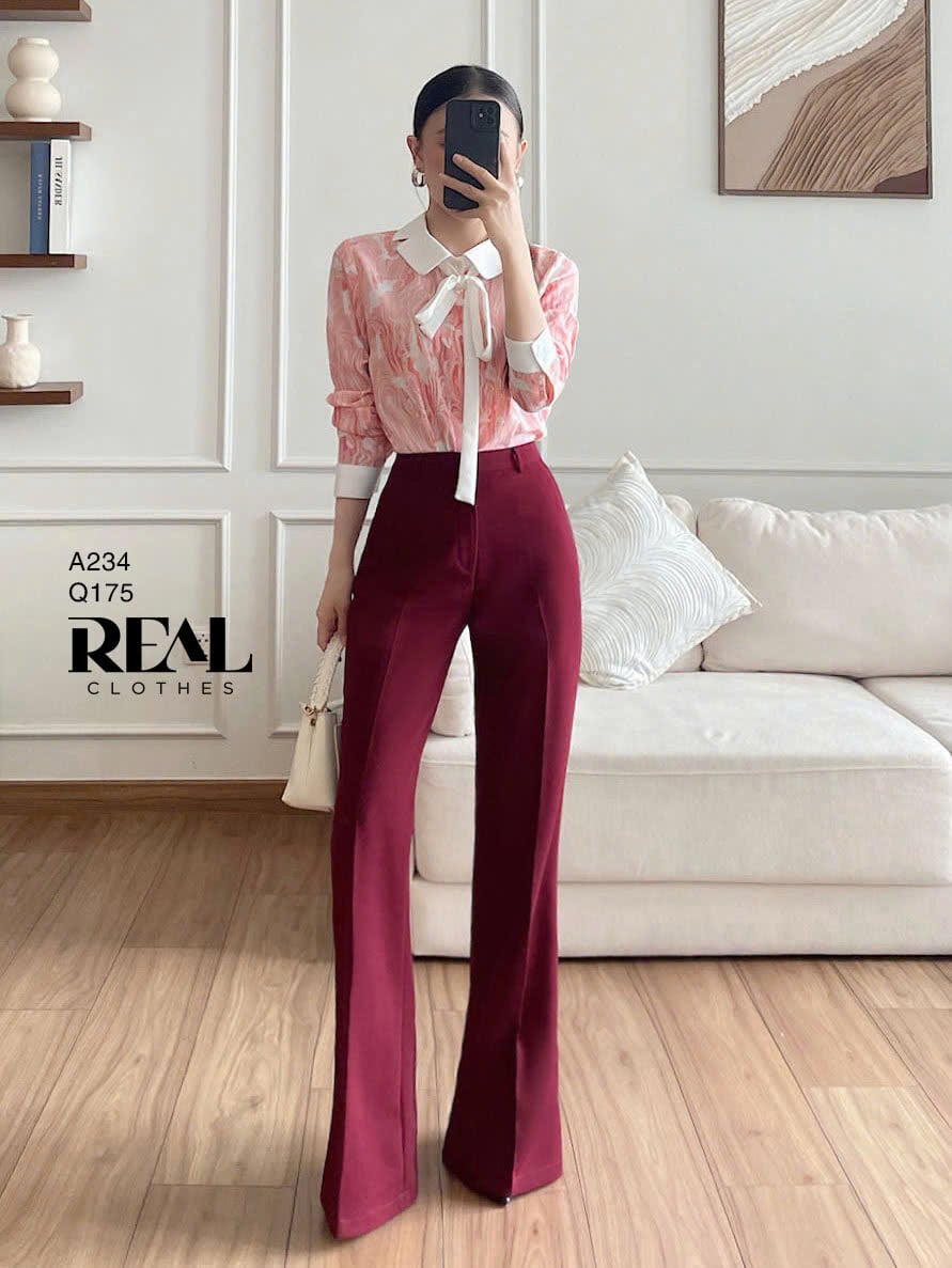 Sơ mi Hàn Quốc vệt hồng SALE