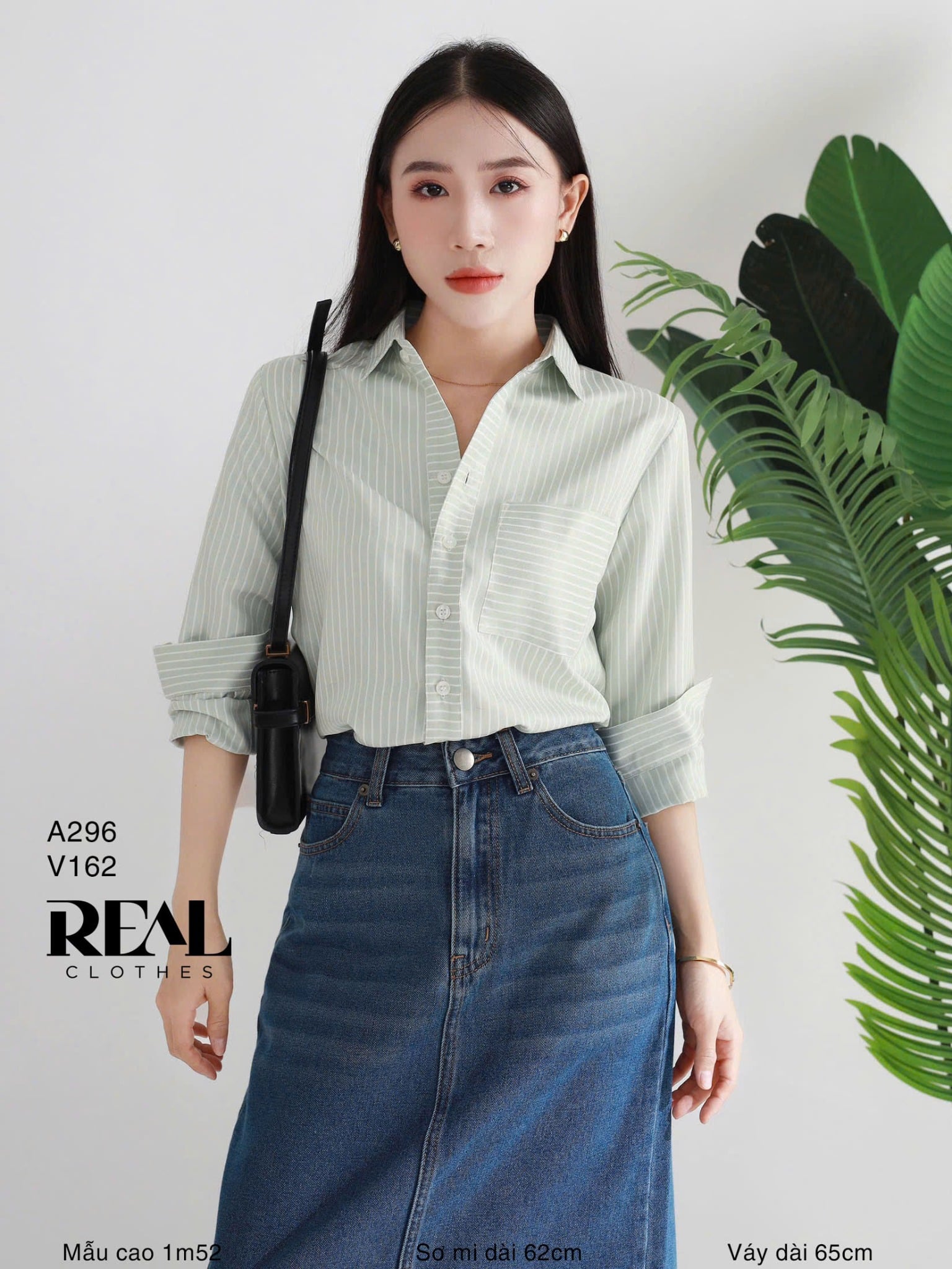 Sơ mi túi sọc mint