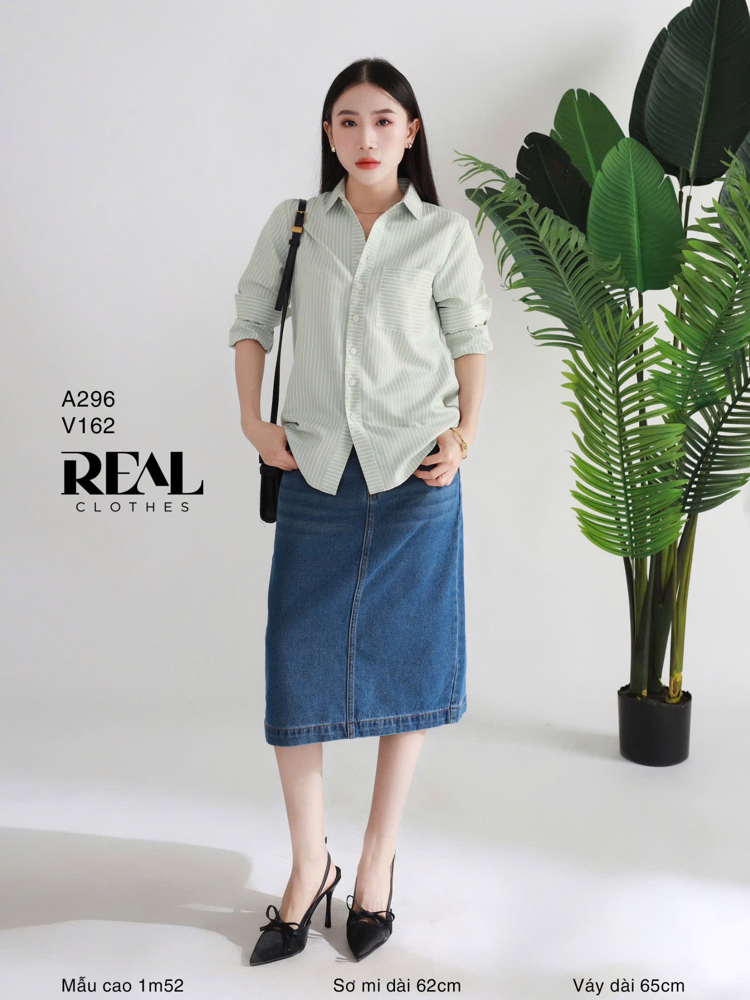 Sơ mi túi sọc mint