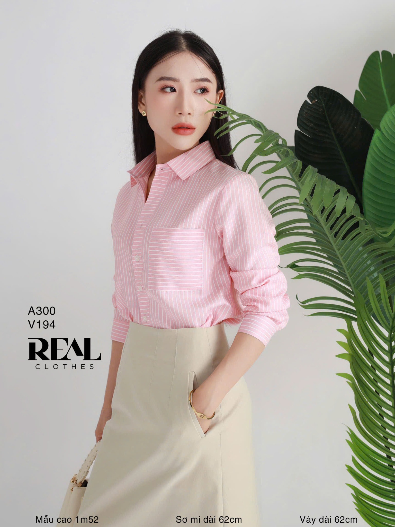 Sơ mi túi sọc hồng