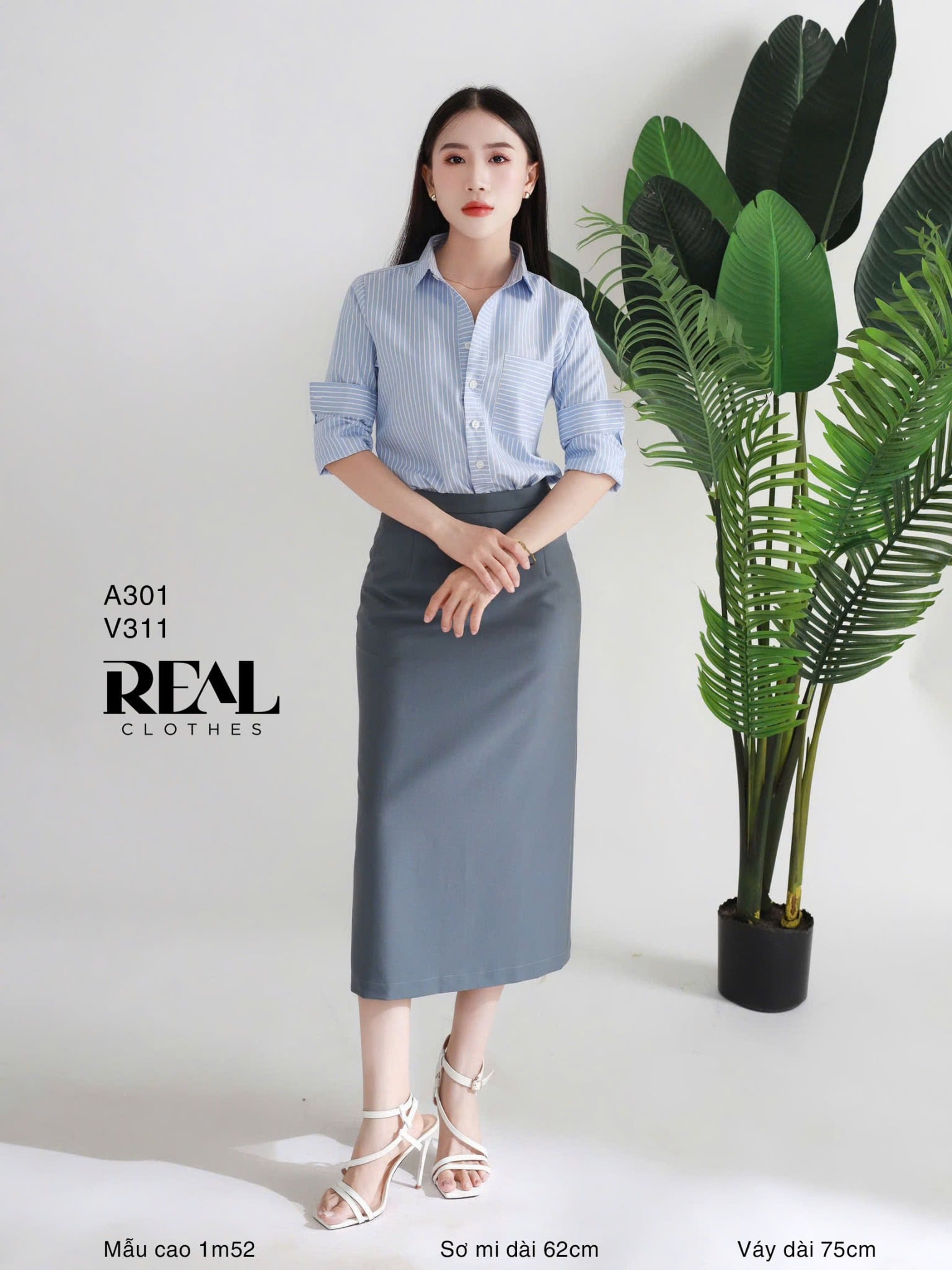 Sơ mi túi sọc blue