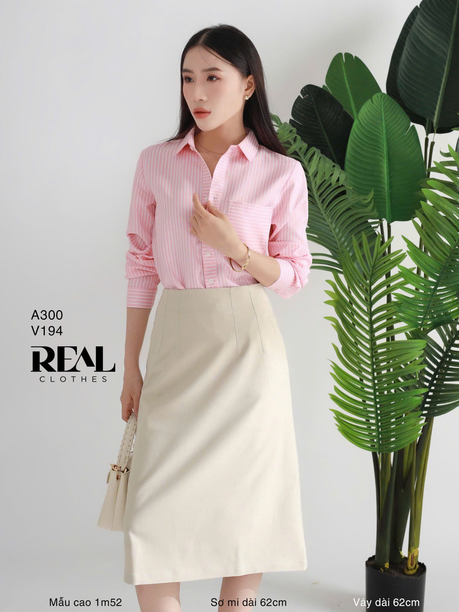 Sơ mi túi sọc hồng
