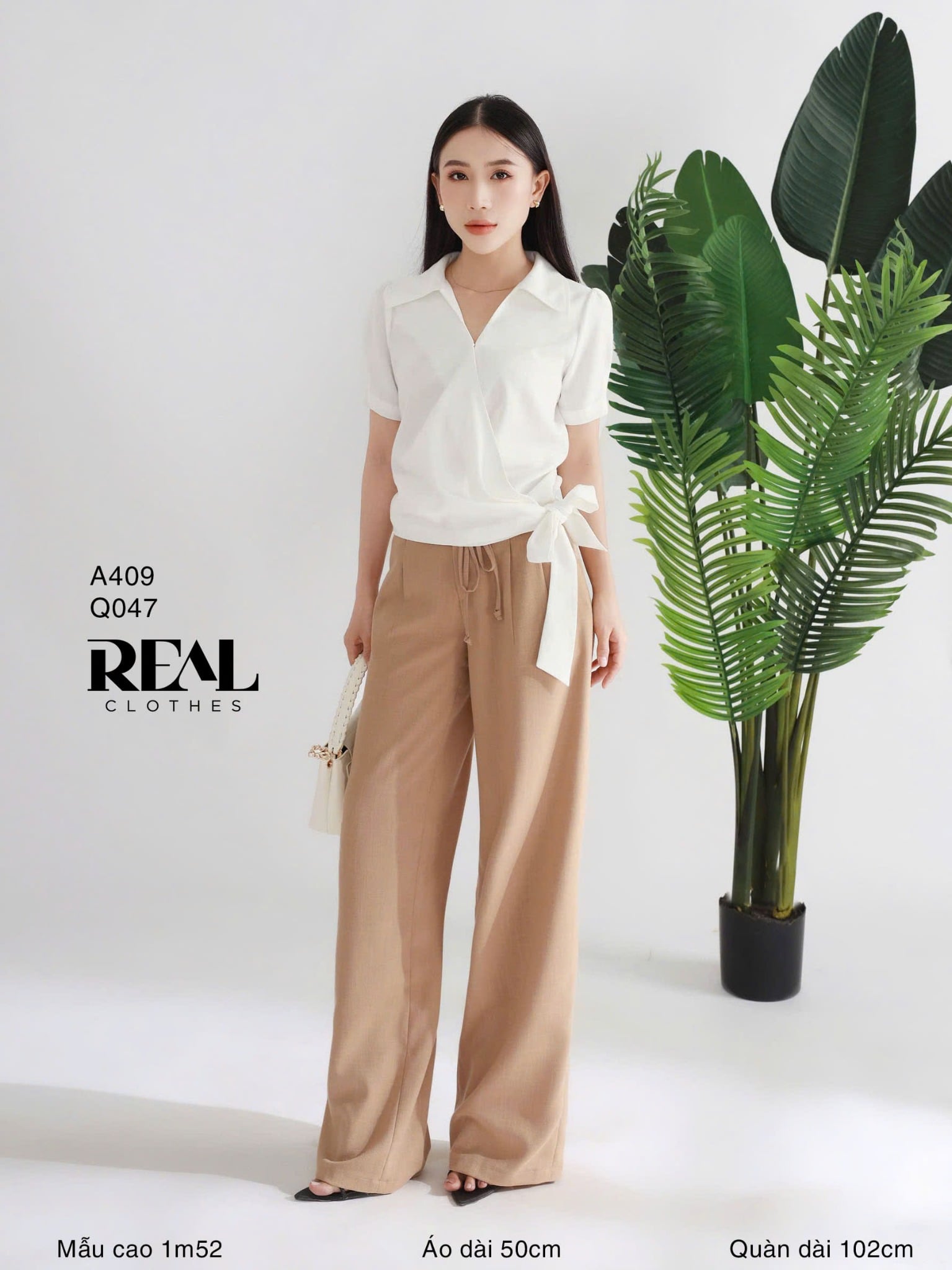 Áo cột eo linen trắng