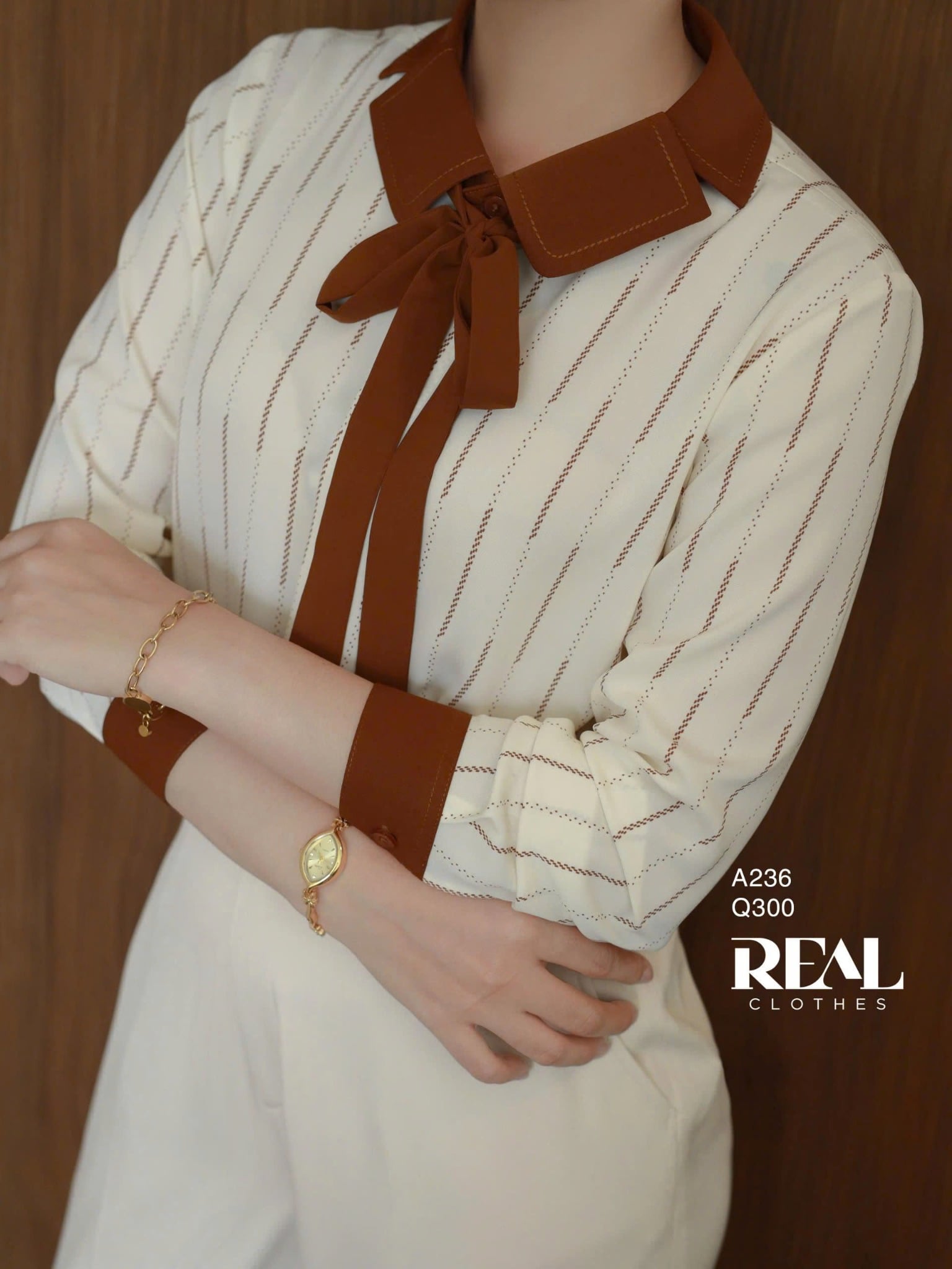 Sơ mi Hàn Quốc sọc nâu