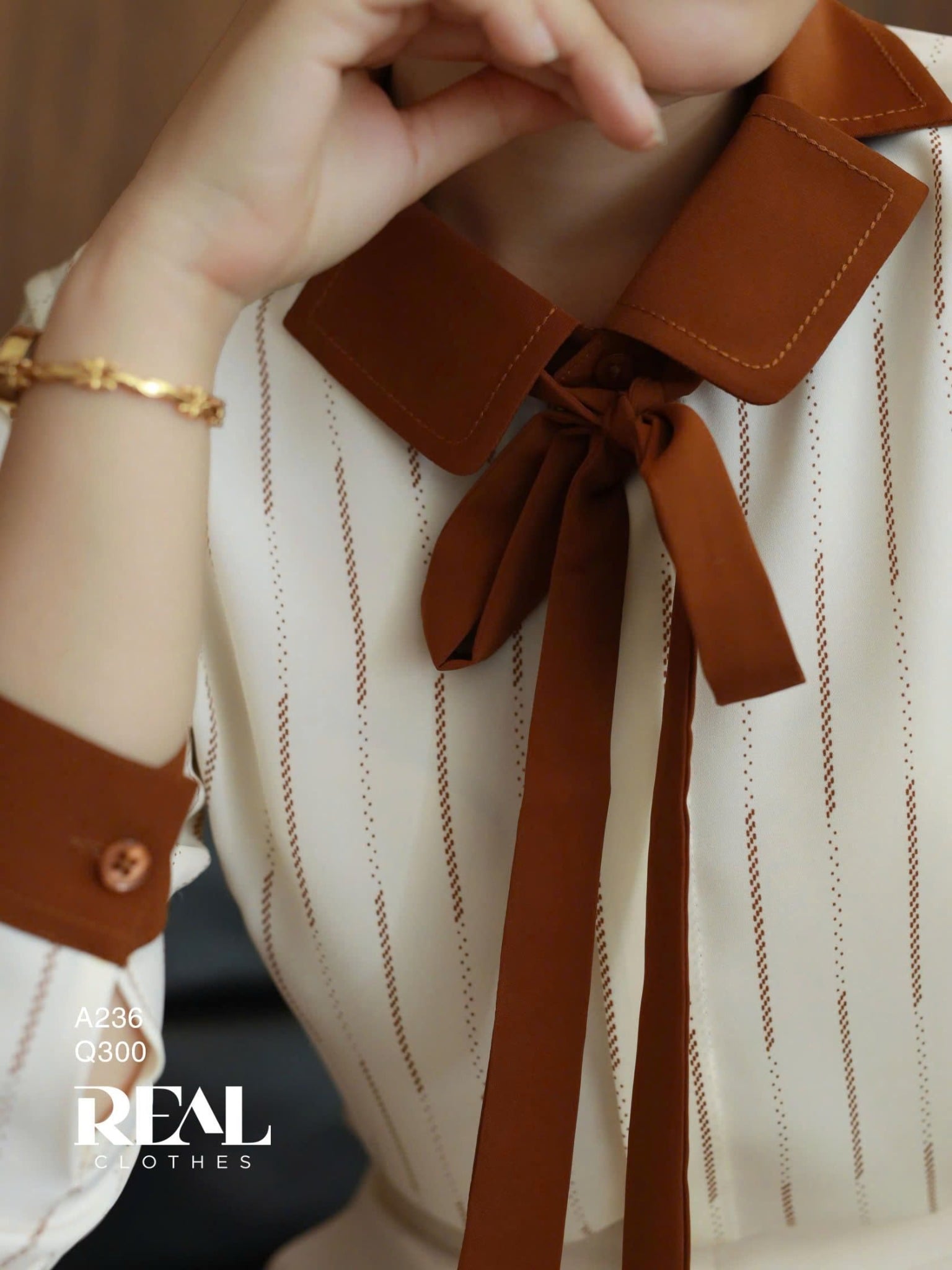 Sơ mi Hàn Quốc sọc nâu