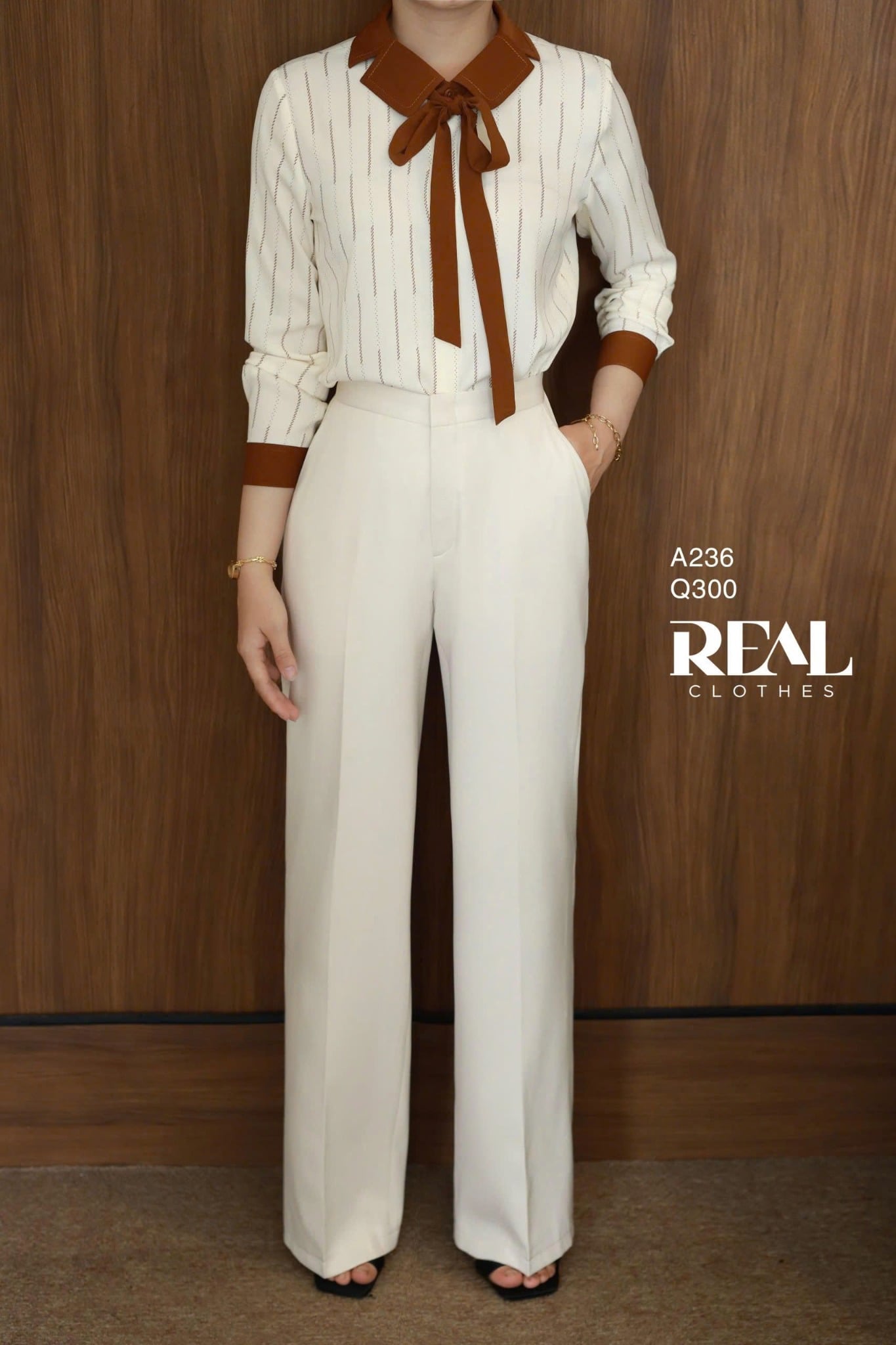 Sơ mi Hàn Quốc sọc nâu