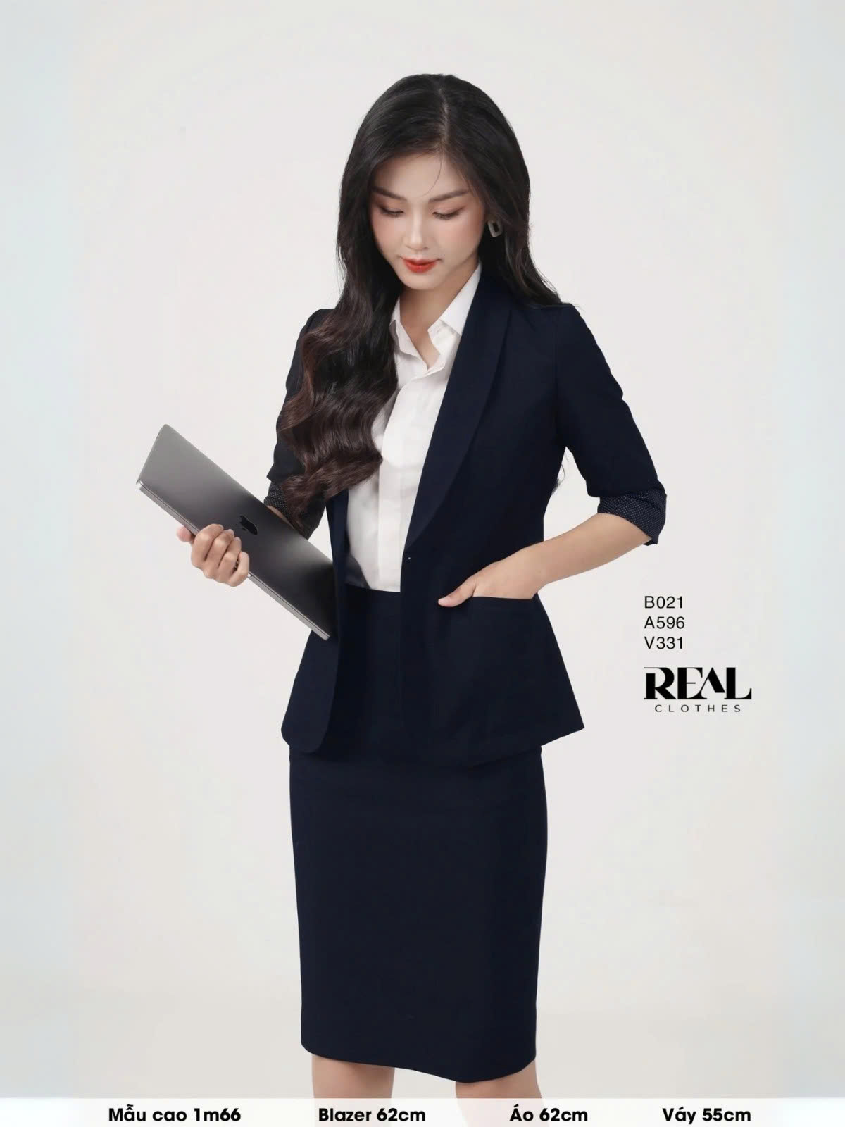 Blazer dài xanh đen