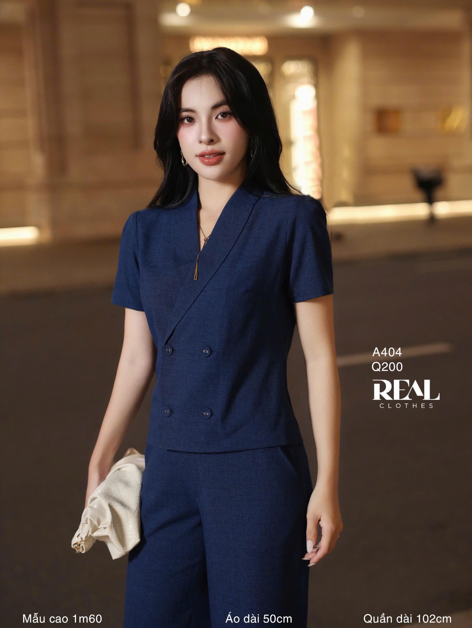 Quần lưng thun suông navy