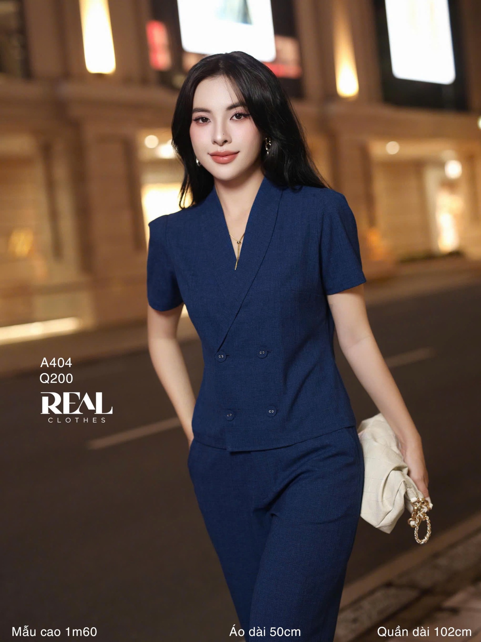 Quần lưng thun suông navy