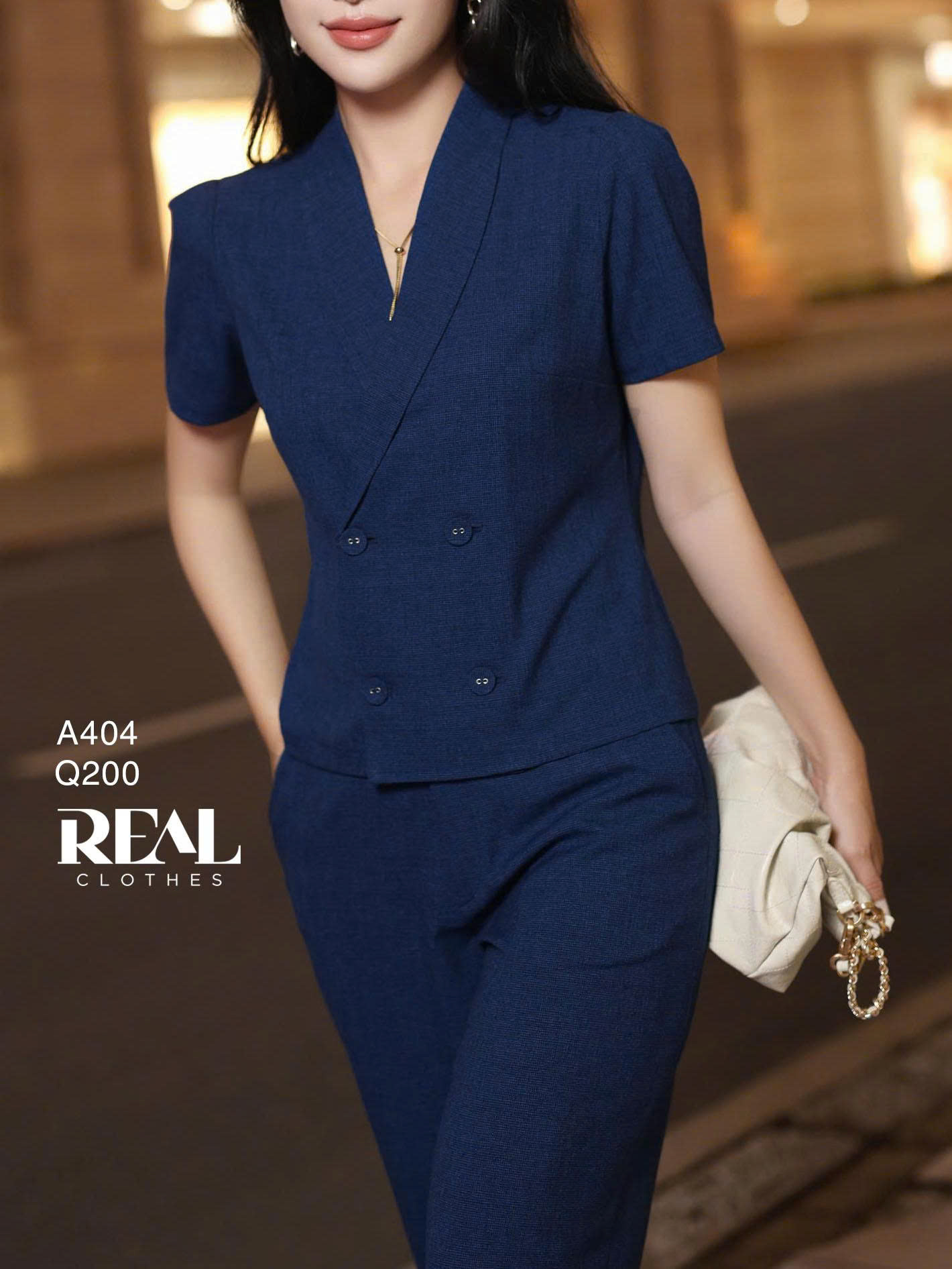 Quần lưng thun suông navy