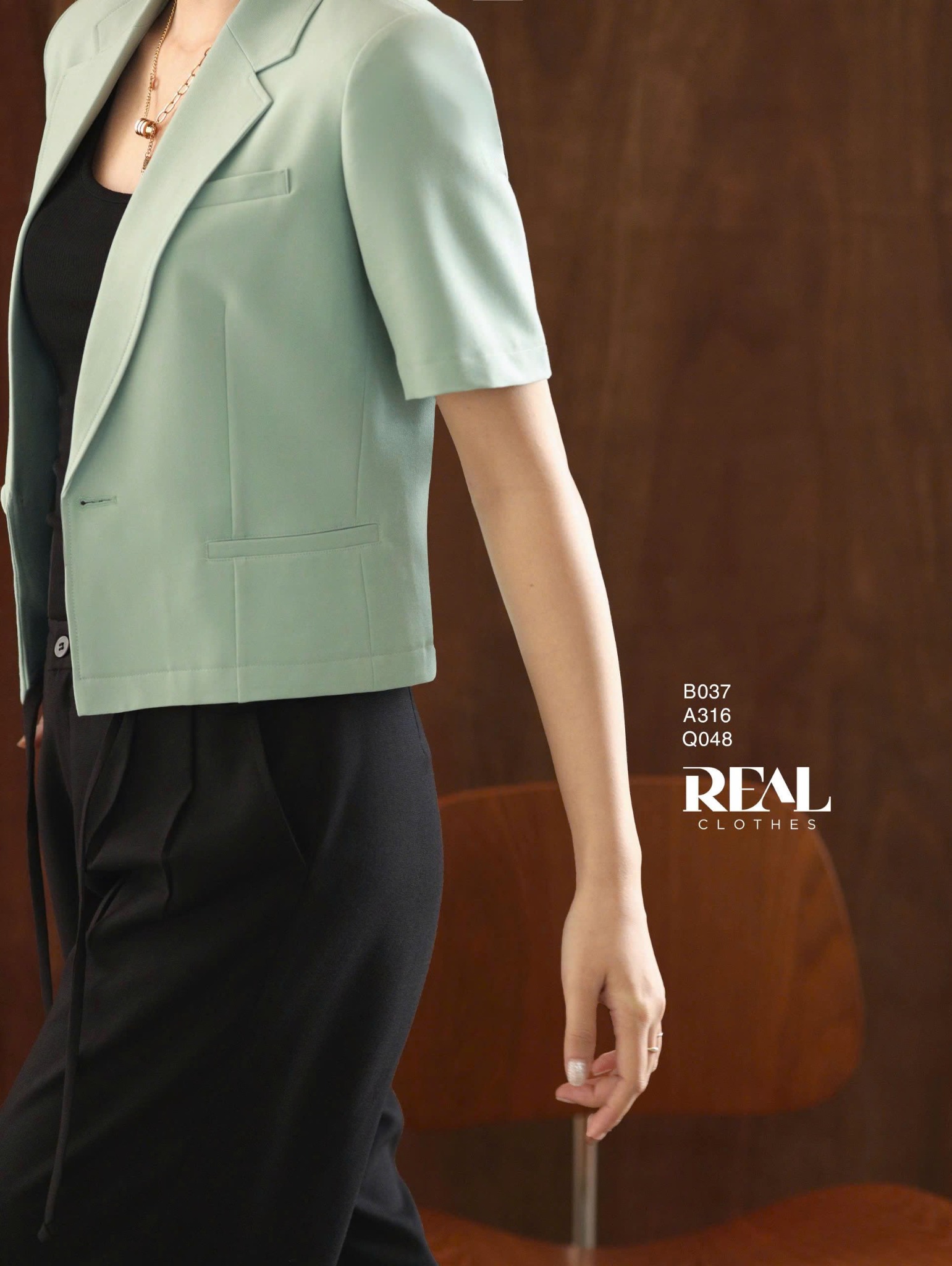 Blazer tay ngắn olive