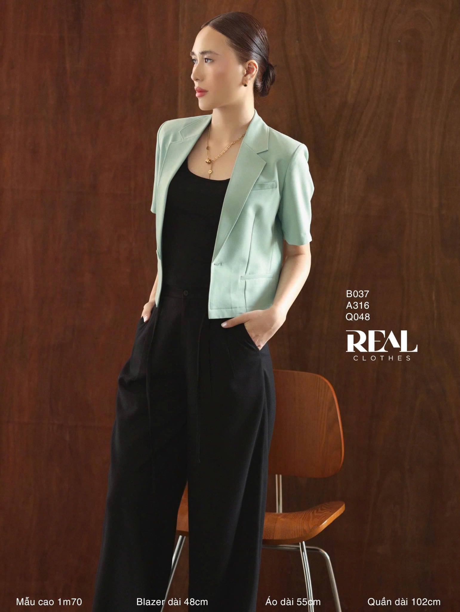 Blazer tay ngắn olive