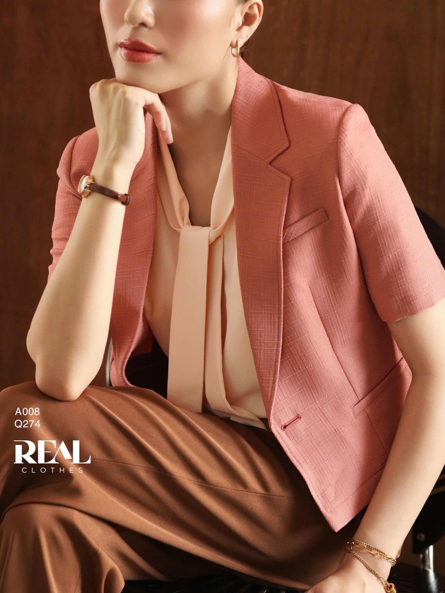 Blazer tay ngắn cam gạch MỚI