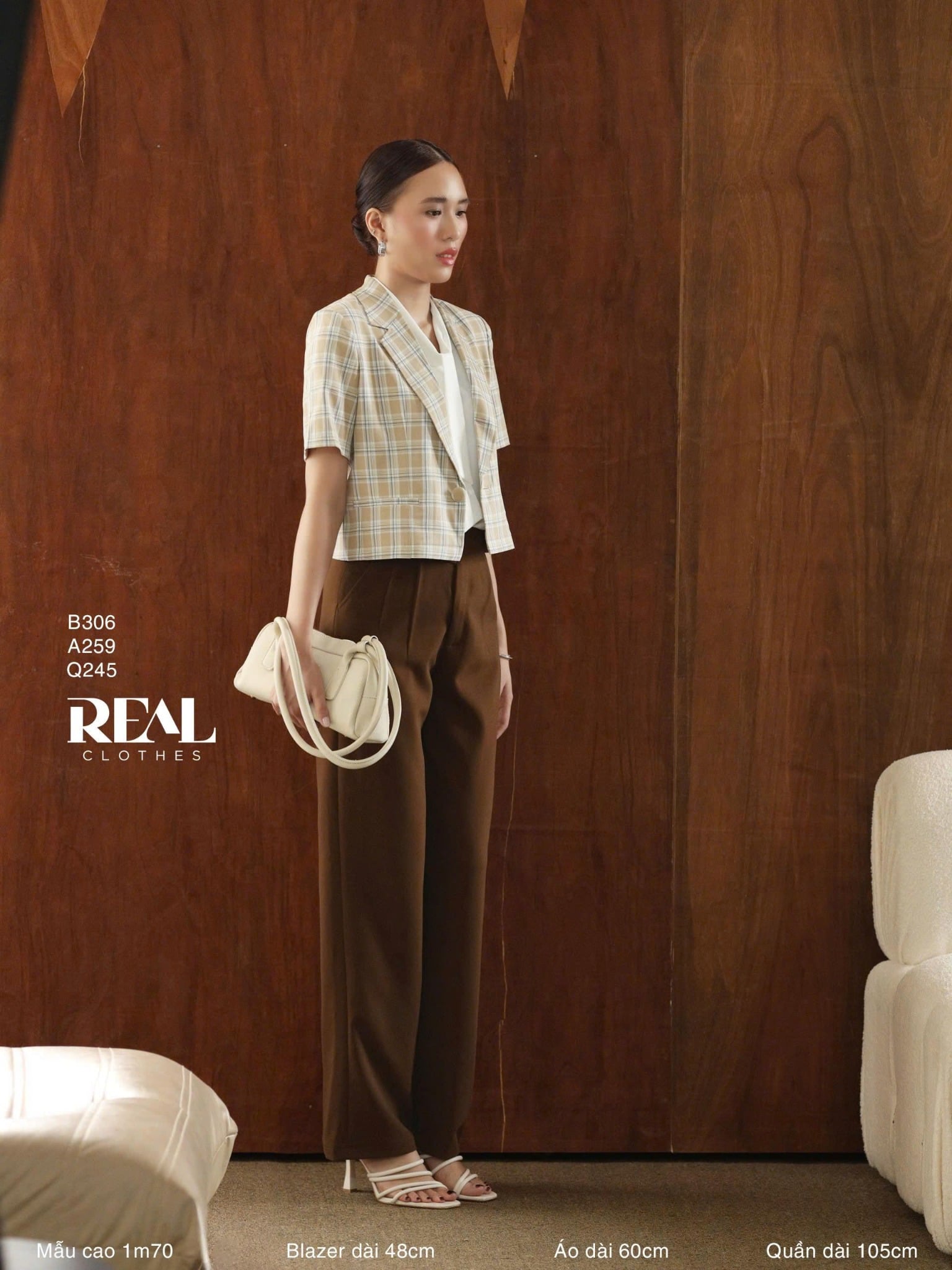 Blazer tay ngắn caro vàng