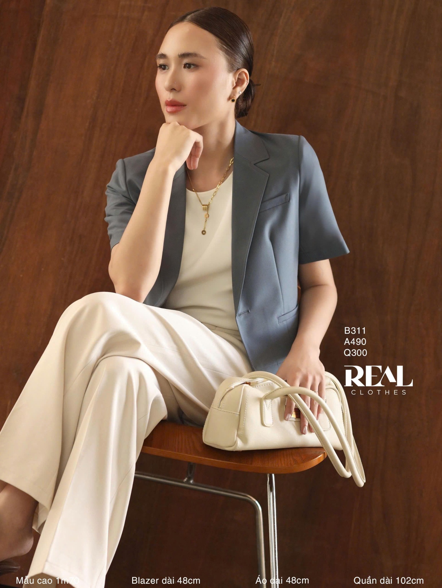 Blazer tay ngắn xám