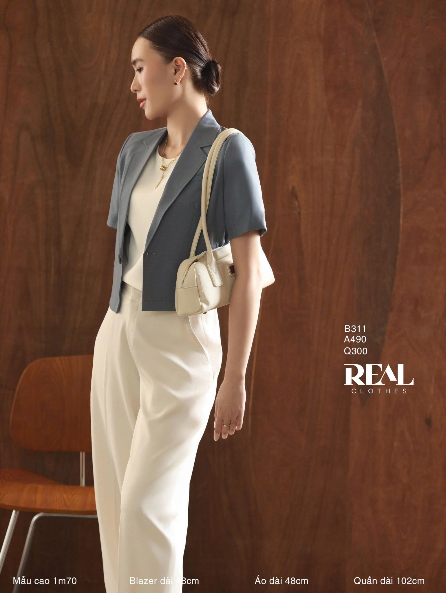 Blazer tay ngắn xám