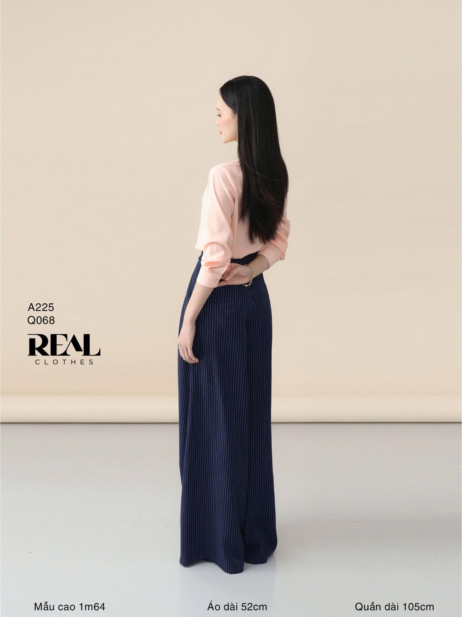 Quần ống rộng sọc xanh